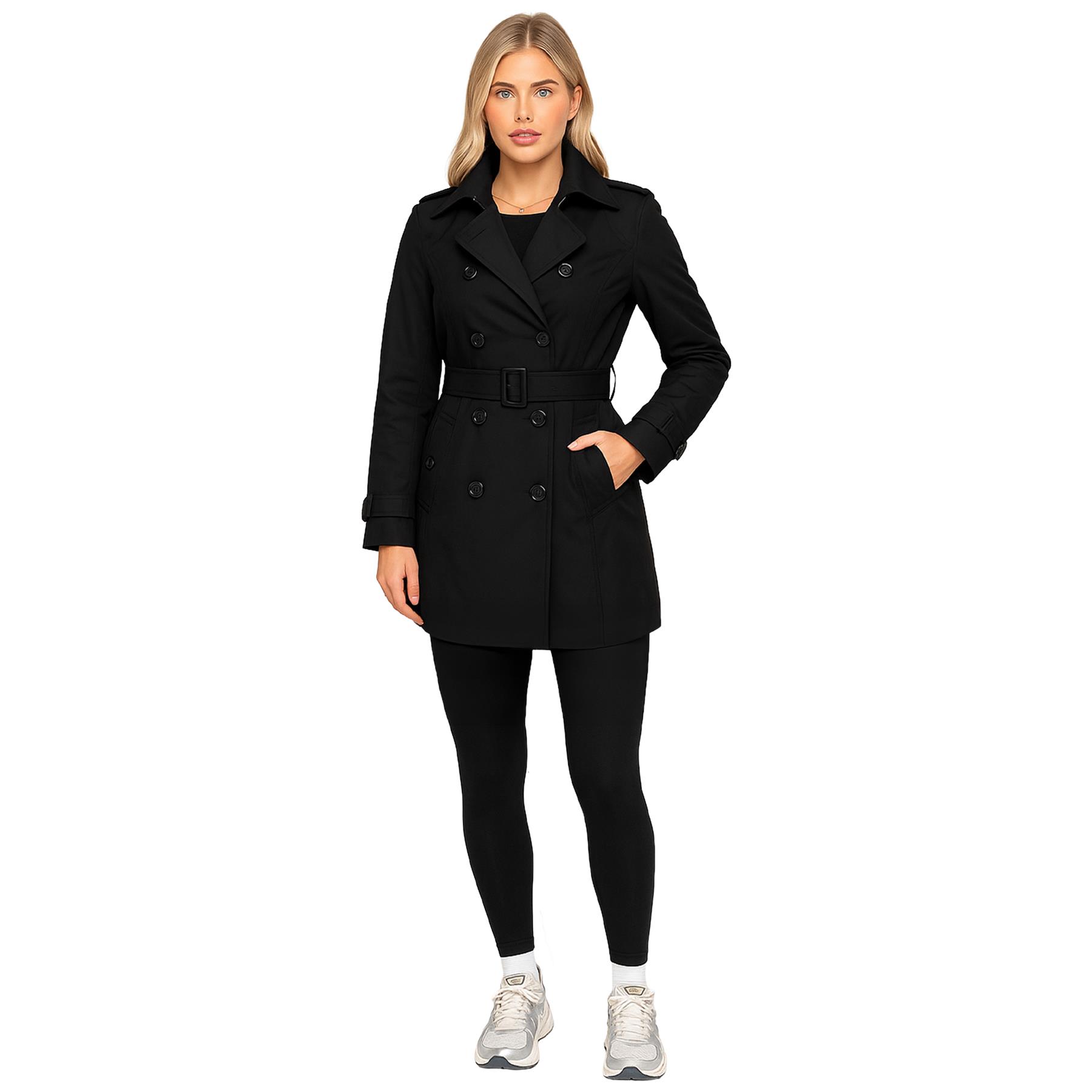 Enzo Damen Trenchcoat Damen Wasserdicht Lange Warme Jacke Mit Knöpfen - Picture 7 of 22