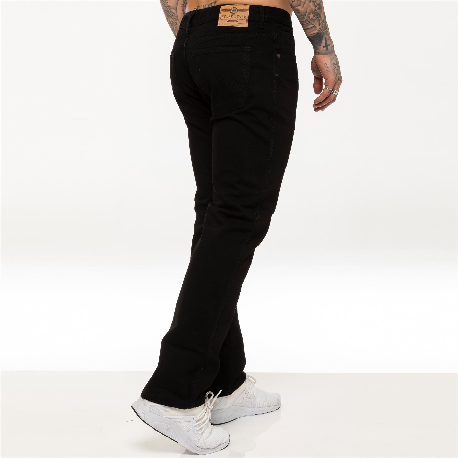 Kruze Mens Jeans Straight Leg Denim Trousers Regular Casual Work Pants UK Sizes - Picture 6 of 25