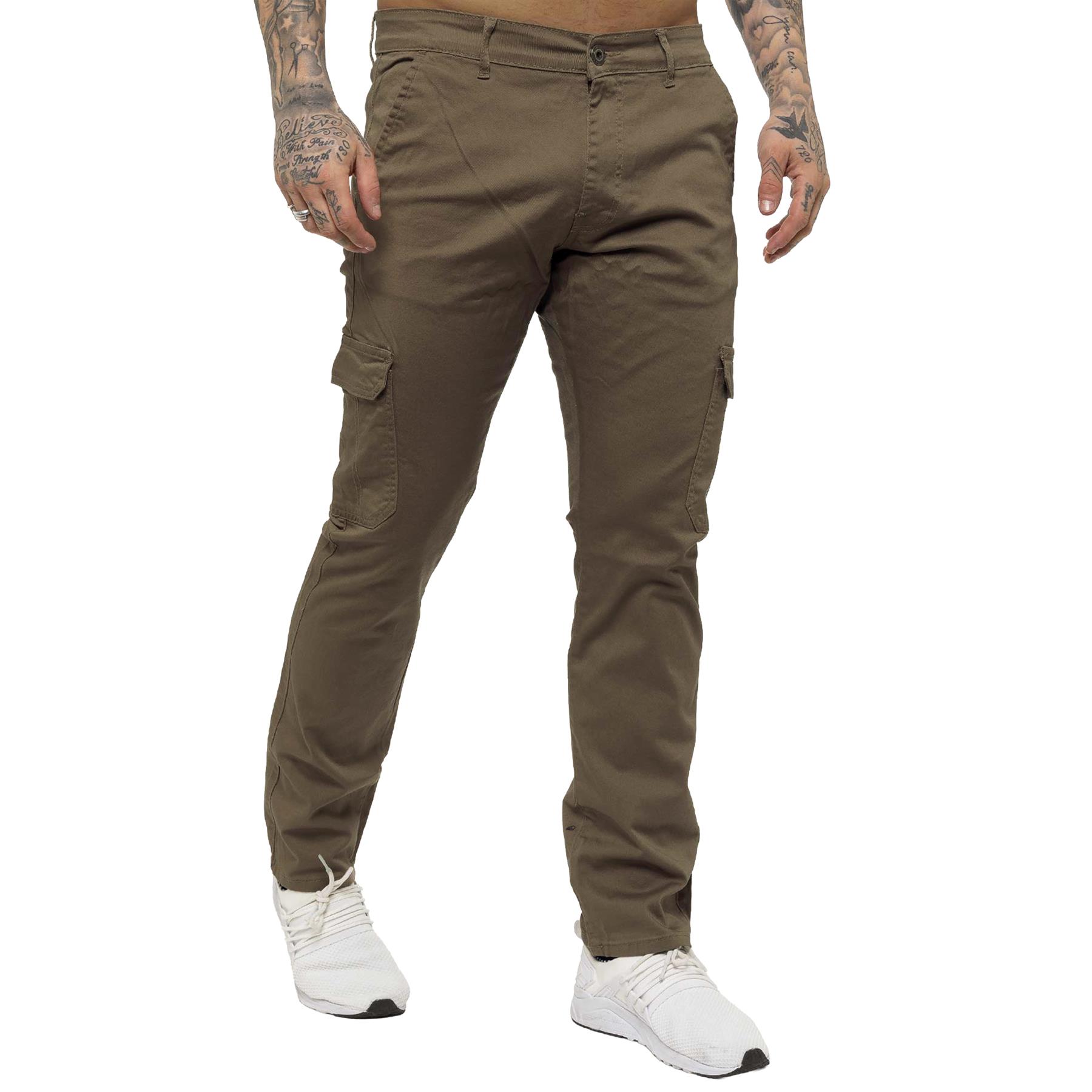 Enzo Mens Cargo Trousers Combat Jeans Slim Fit Casual Cotton Stretch Work Pants - Picture 26 of 27