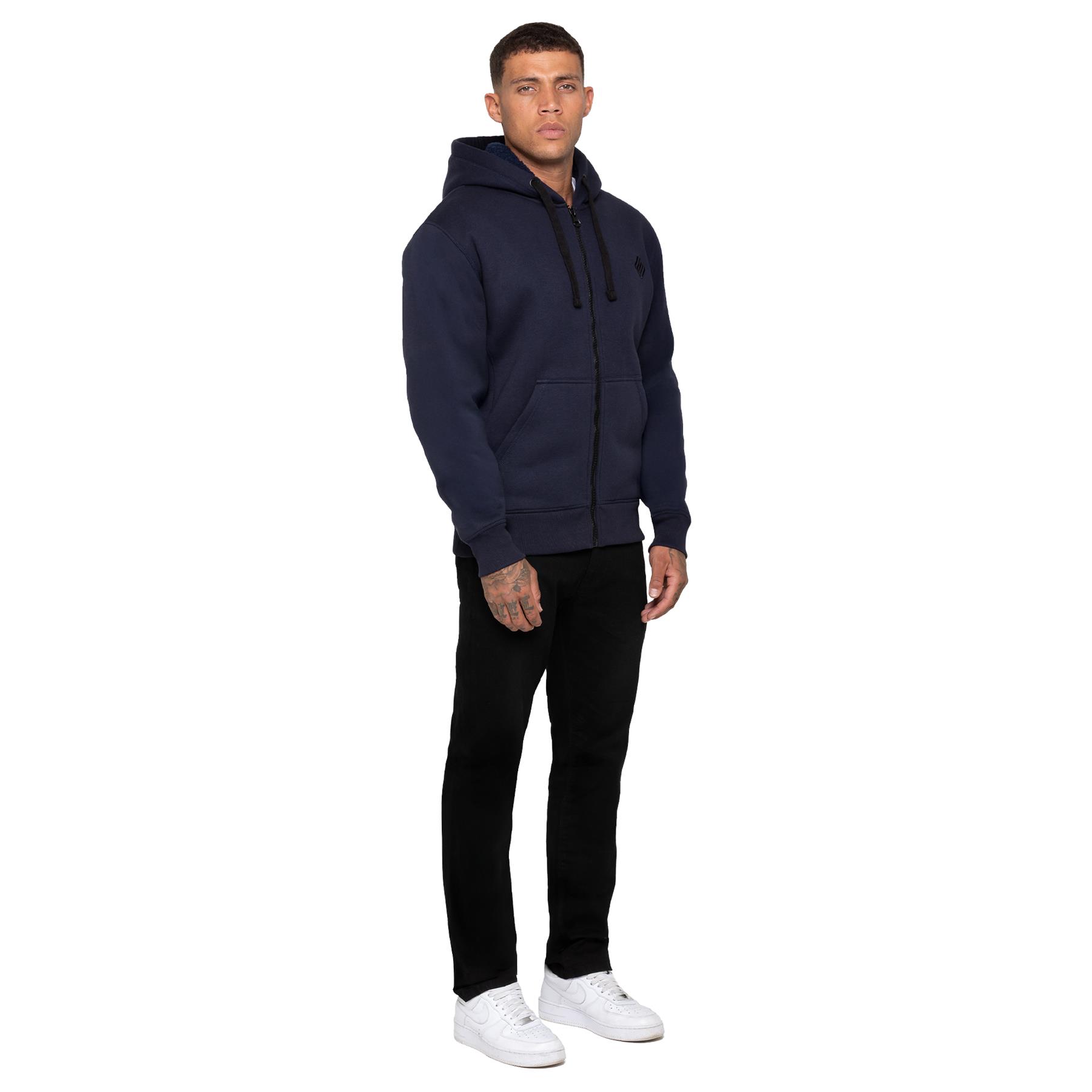 Enzo Mens Sherpa Fleece Hoodie Jacket Plain Borg Lined Hooded Zipper Sweatshirt - Picture 14 of 16