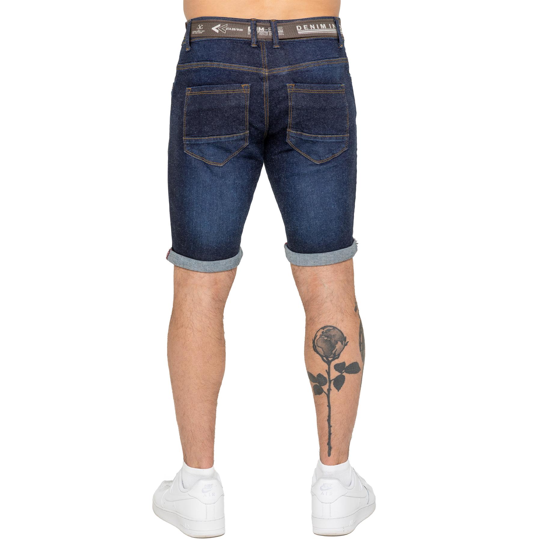 Pantalones Cortos Enzo Para Hombres Calce Ajustado Verano Elastizados Denim Medio Pantalones - Imagen 13 de 20