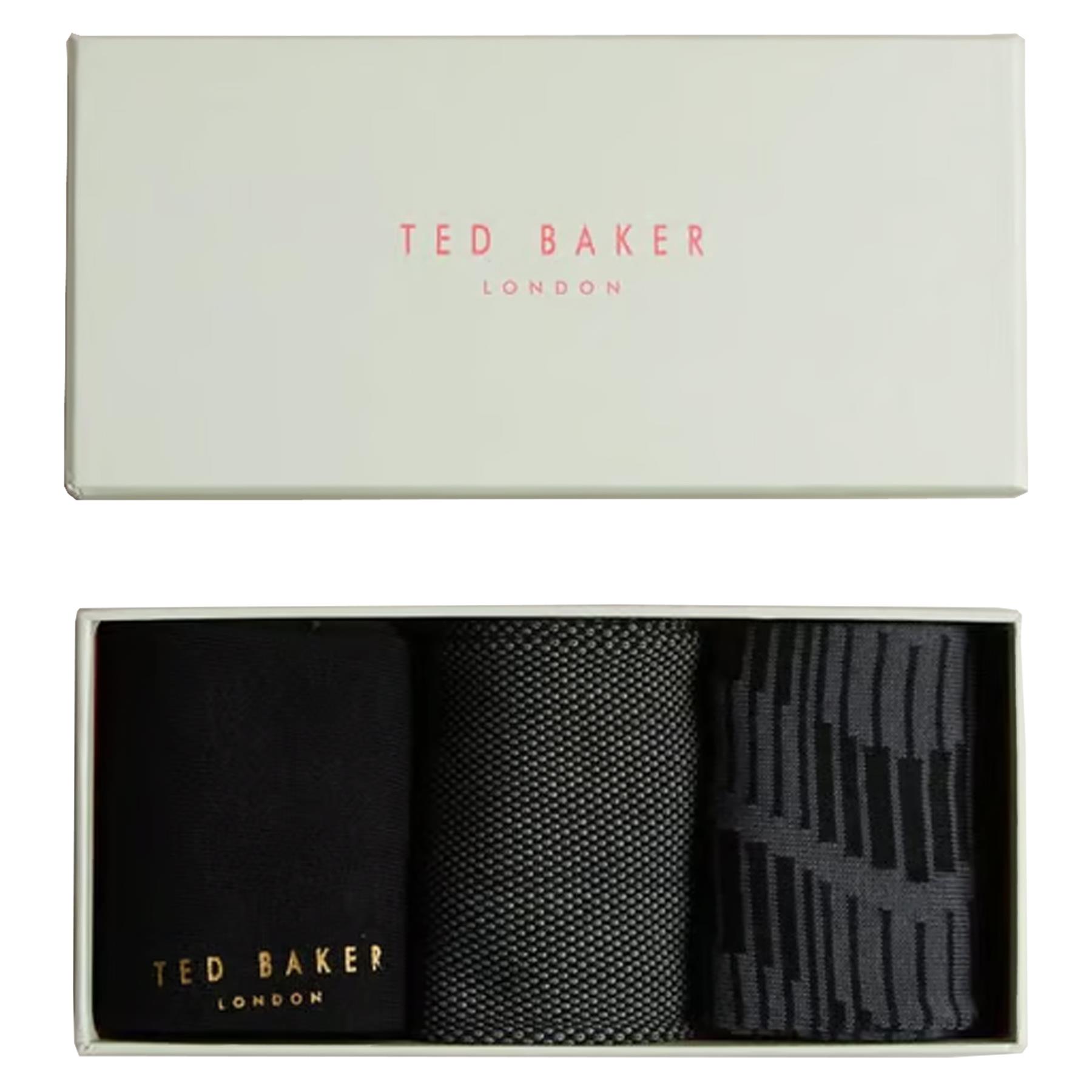 Ted Baker Mens Socks 3 Pairs Casual Cotton Rich Designer Gift Box Sock - Picture 19 of 34