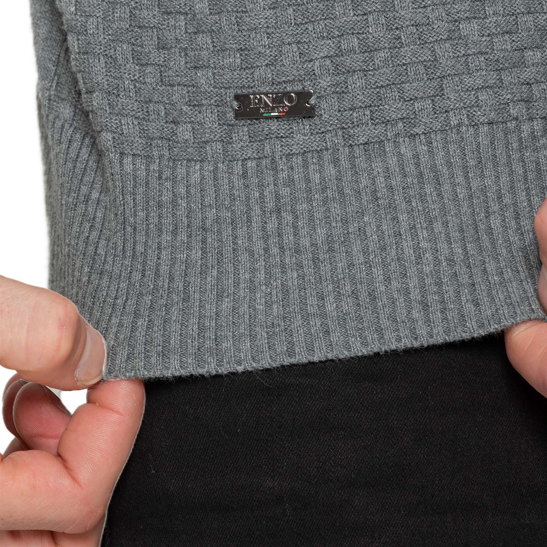 Enzo Para Hombres Sudadera Lisa Jersey Pullover Ligero Informal Algodón Tejido Prendas para el torso - Imagen 11 de 17