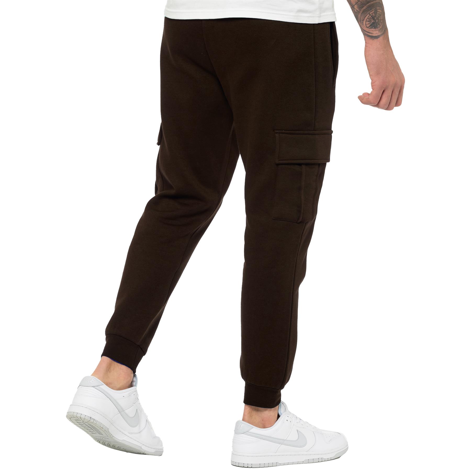 Enzo Mens Joggers Cargo Regular Fit Fleece Adjustable Waist Casual Sweatpants - Picture 18 of 65
