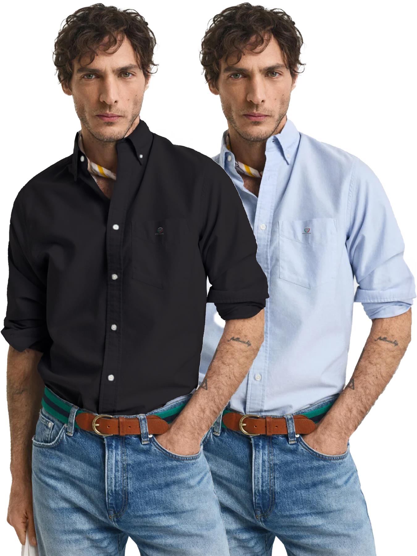 Enzo Mens Long Sleeve Shirt Casual Cotton Regular Fit Embroidered Logo Shirts - Picture 48 of 53