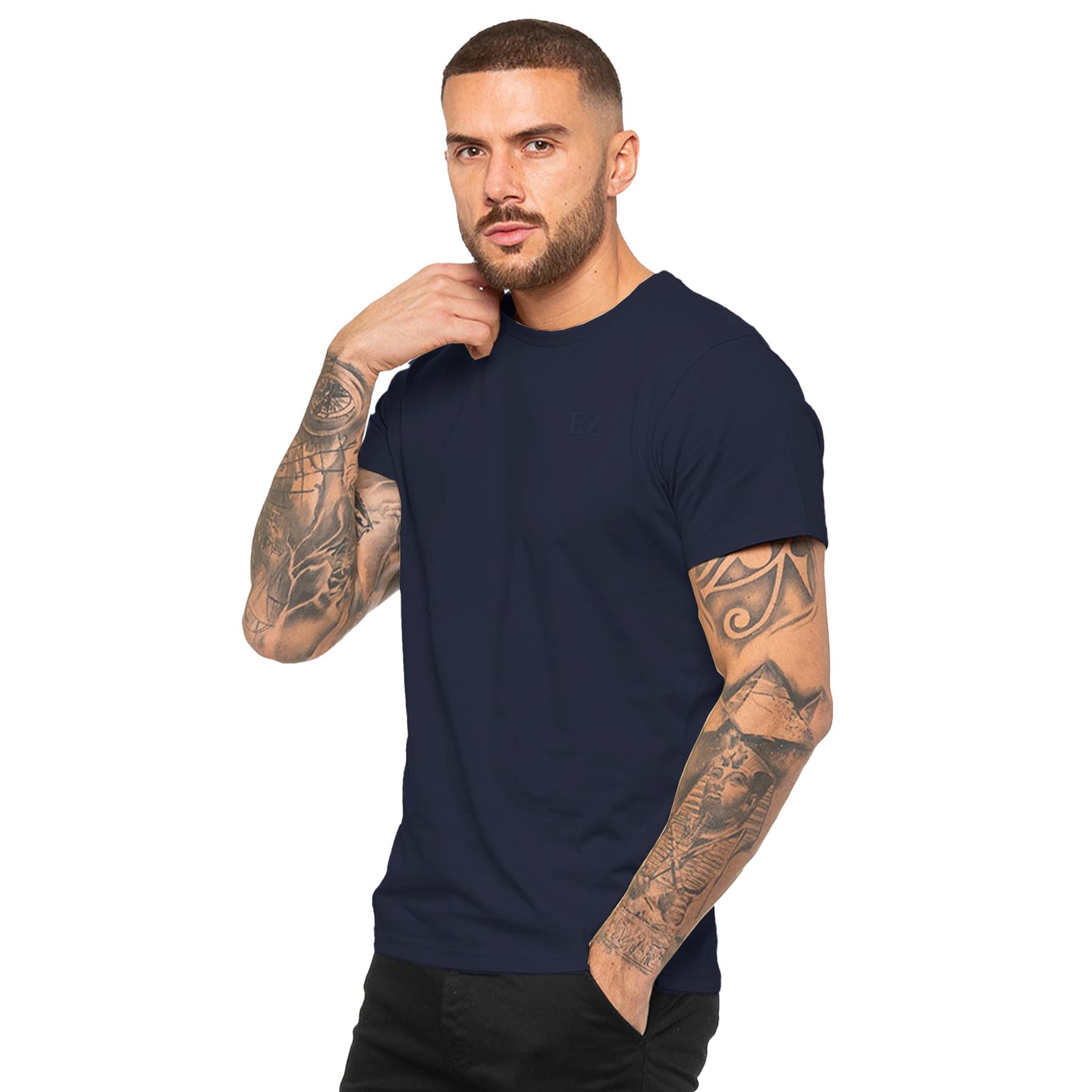 Enzo Mens T Shirt Short Sleeve Top Plain Cotton Crew Neck Casual Shirt - Picture 47 of 71
