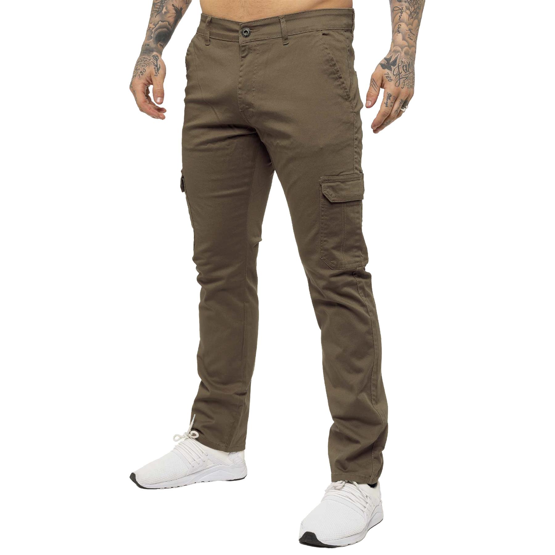 Enzo Mens Cargo Trousers Combat Jeans Slim Fit Casual Cotton Stretch Work Pants - Picture 23 of 27