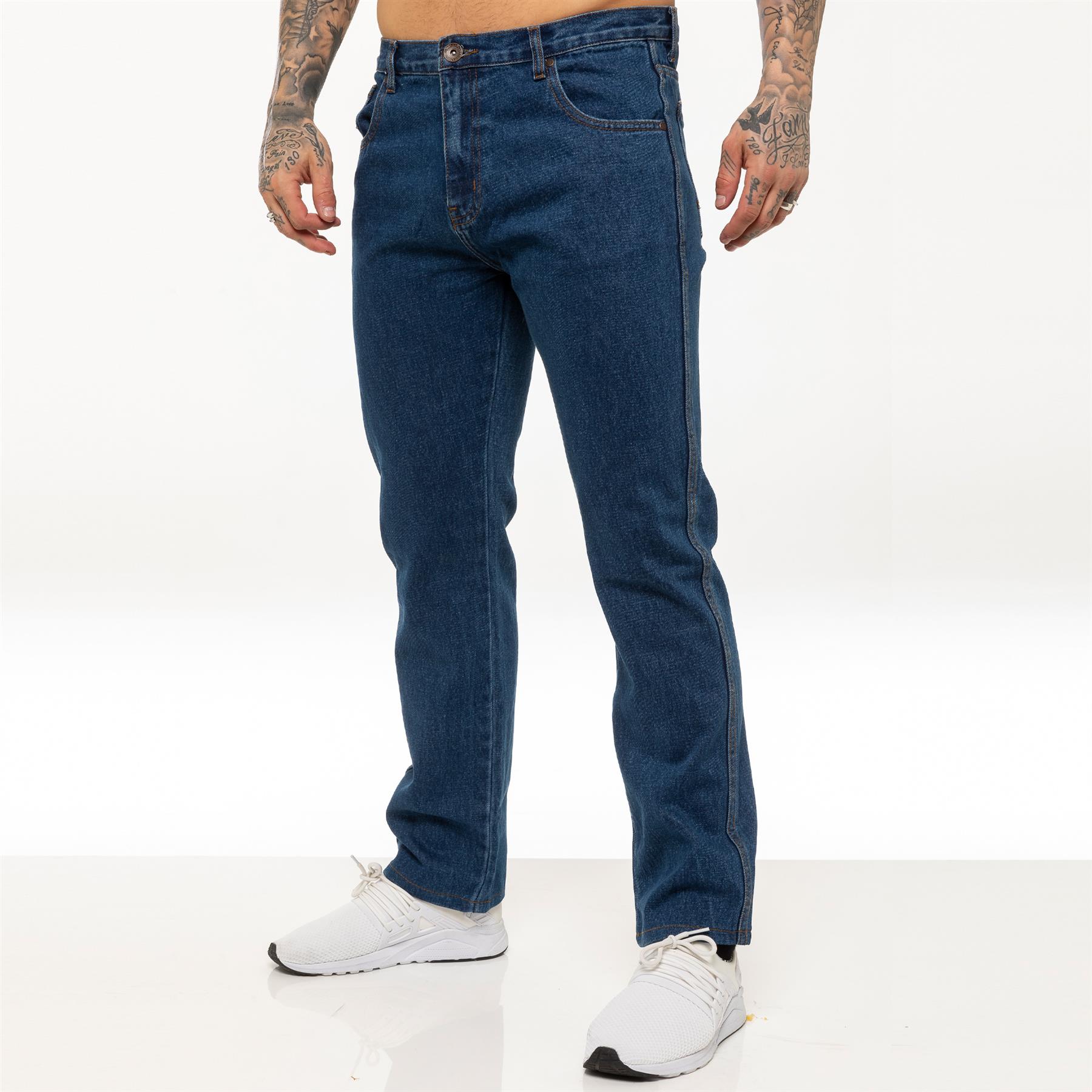 Kruze Mens Jeans Straight Leg Denim Trousers Regular Casual Work Pants UK Sizes - Picture 15 of 25