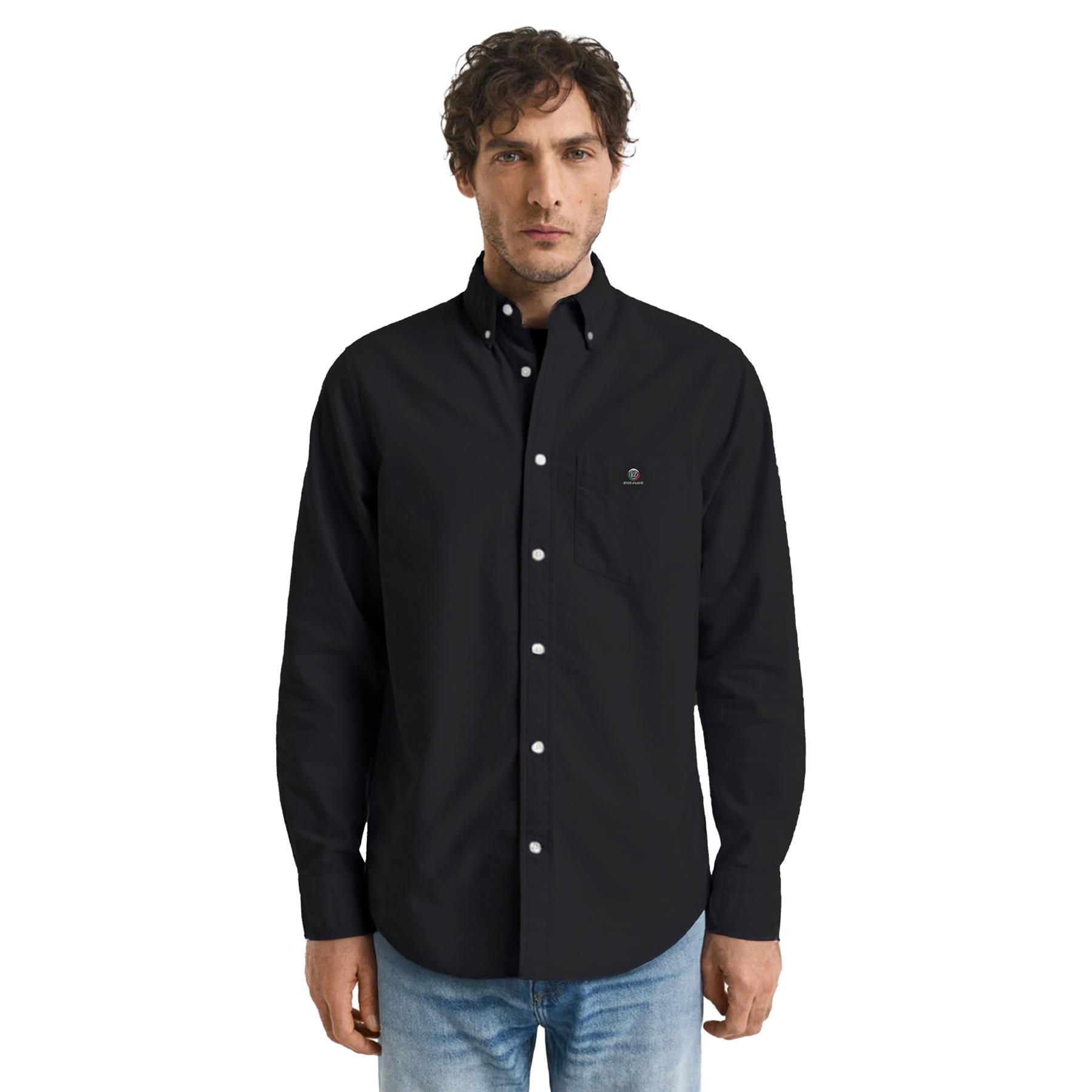 Enzo Mens Long Sleeve Shirt Casual Cotton Regular Fit Embroidered Logo Shirts - Picture 3 of 53
