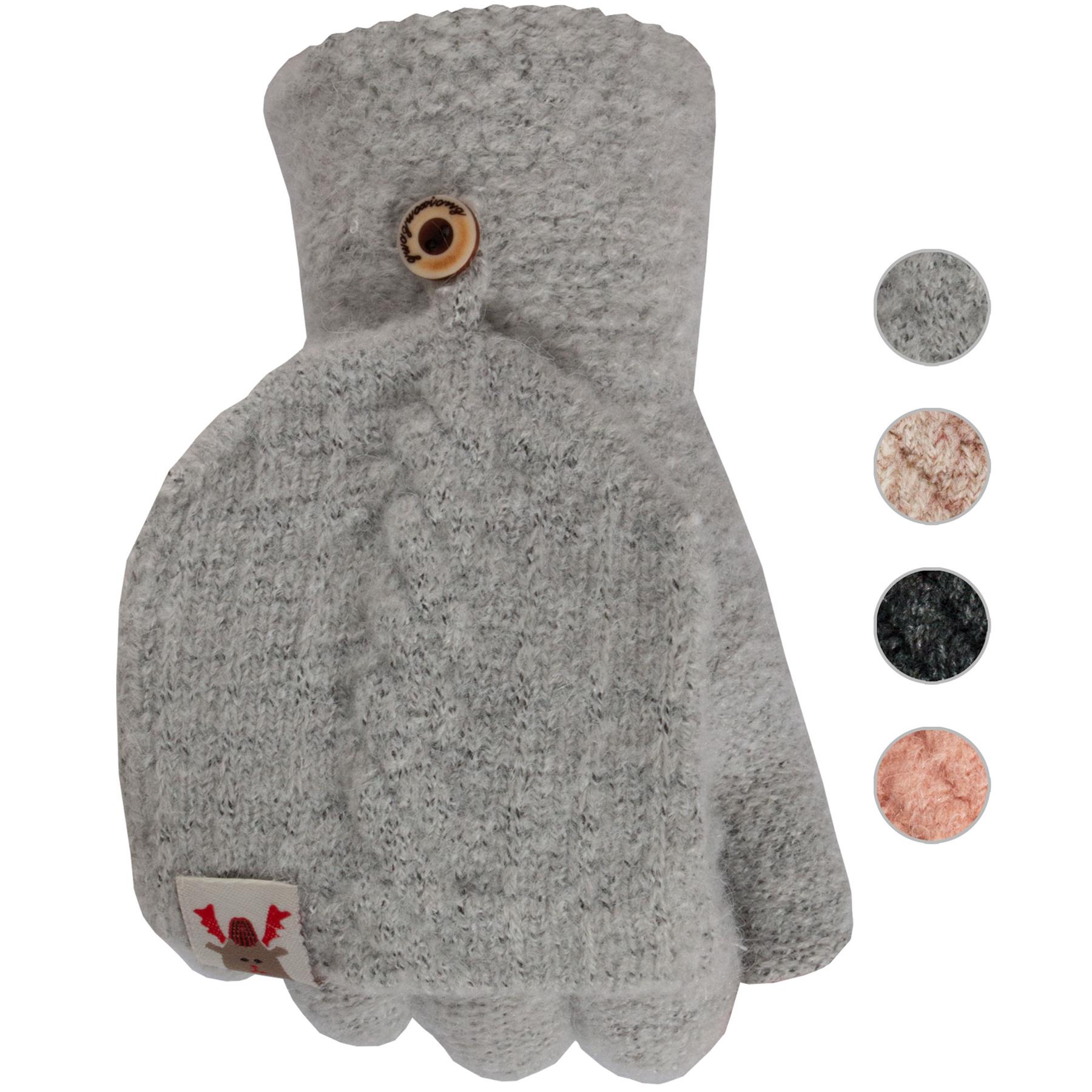 Guantes sin dedos para damas pantalla táctil polar tejido invierno cálido manopla - Imagen 13 de 17