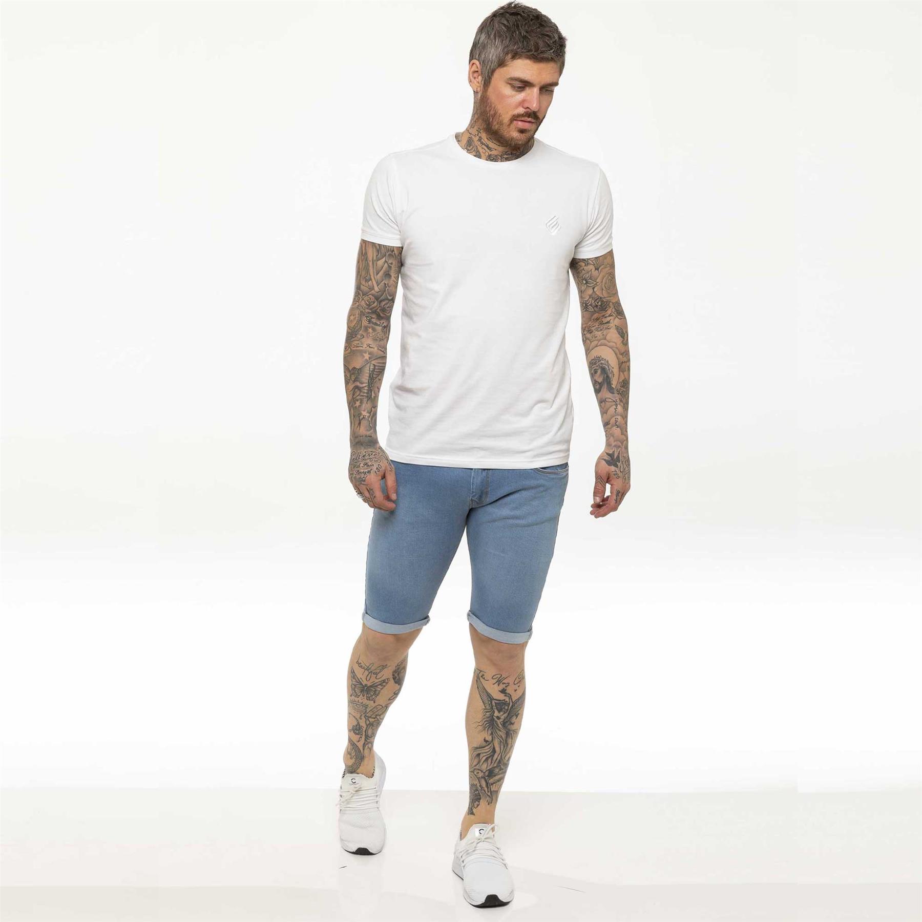 New Kruze Mens Skinny Fit Ripped Shorts Stretch Distressed Half Denim Jean Pants New Kruze Mens Skinny Fit Ripped Shorts Stretch Distressed Half Denim Jean Pants