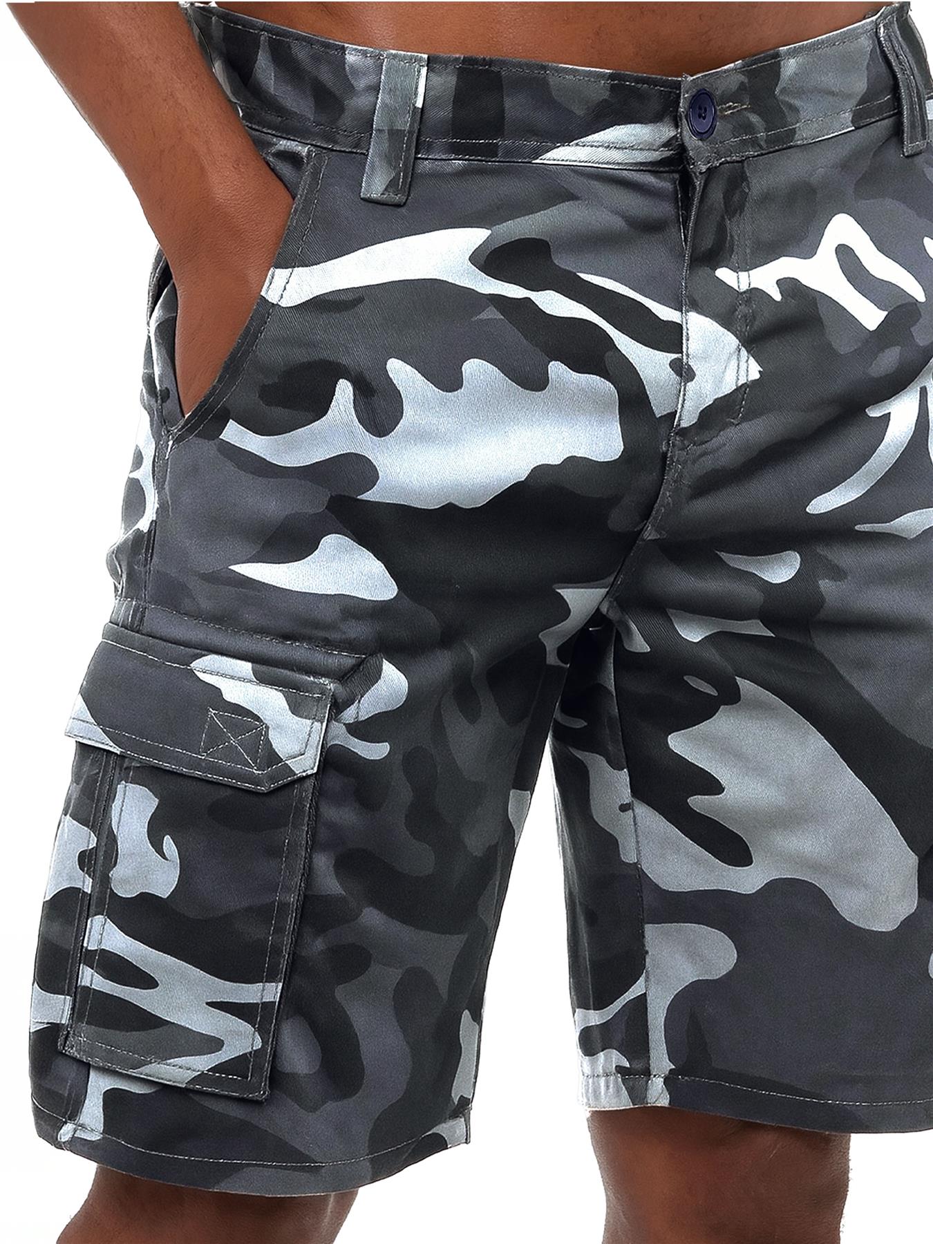 Kruze Mens Cargo Shorts Army Combat Camouflage Cotton Work Casual Half Pants - Picture 28 of 40