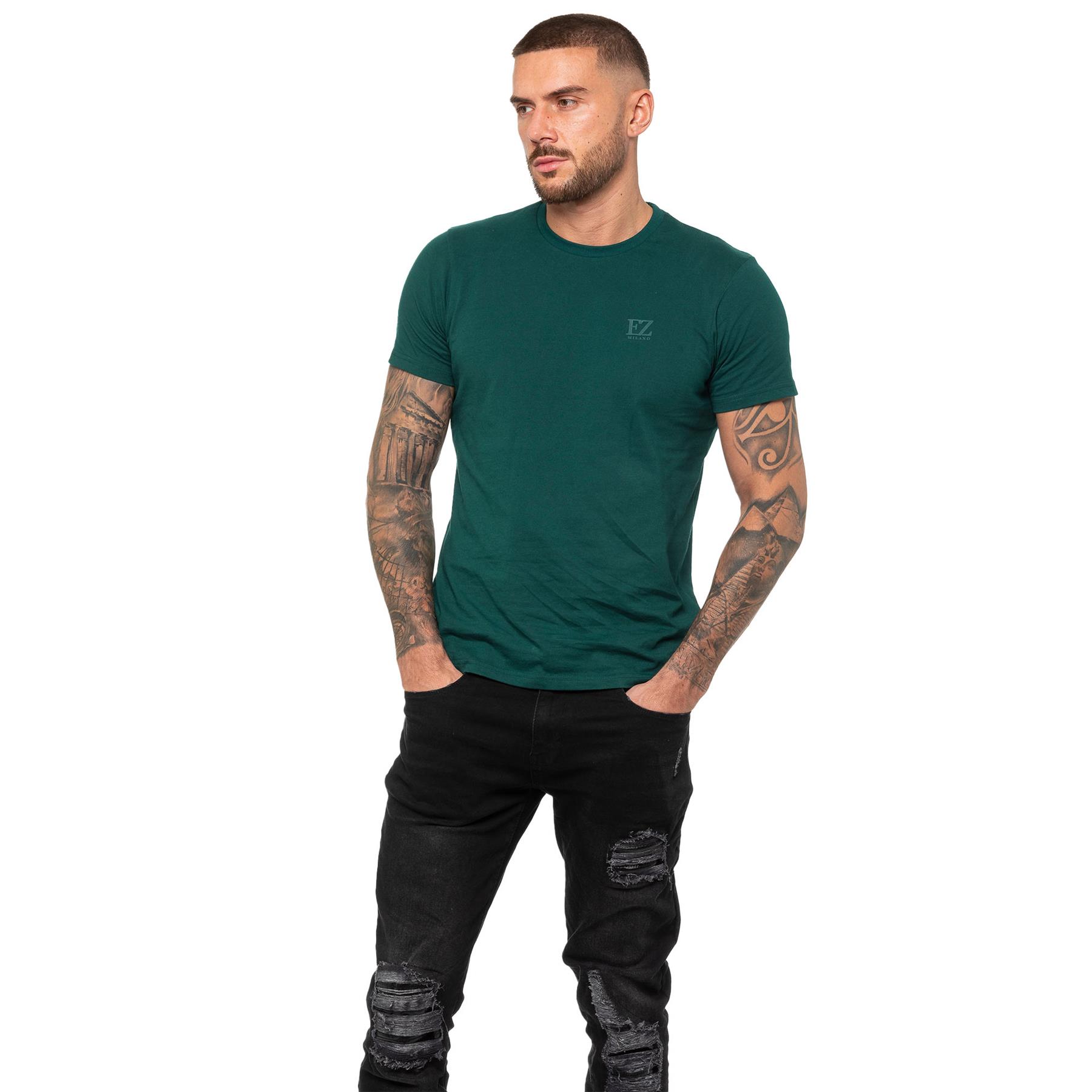 Enzo Mens T Shirt Short Sleeve Top Plain Cotton Crew Neck Casual Shirt - Picture 32 of 71