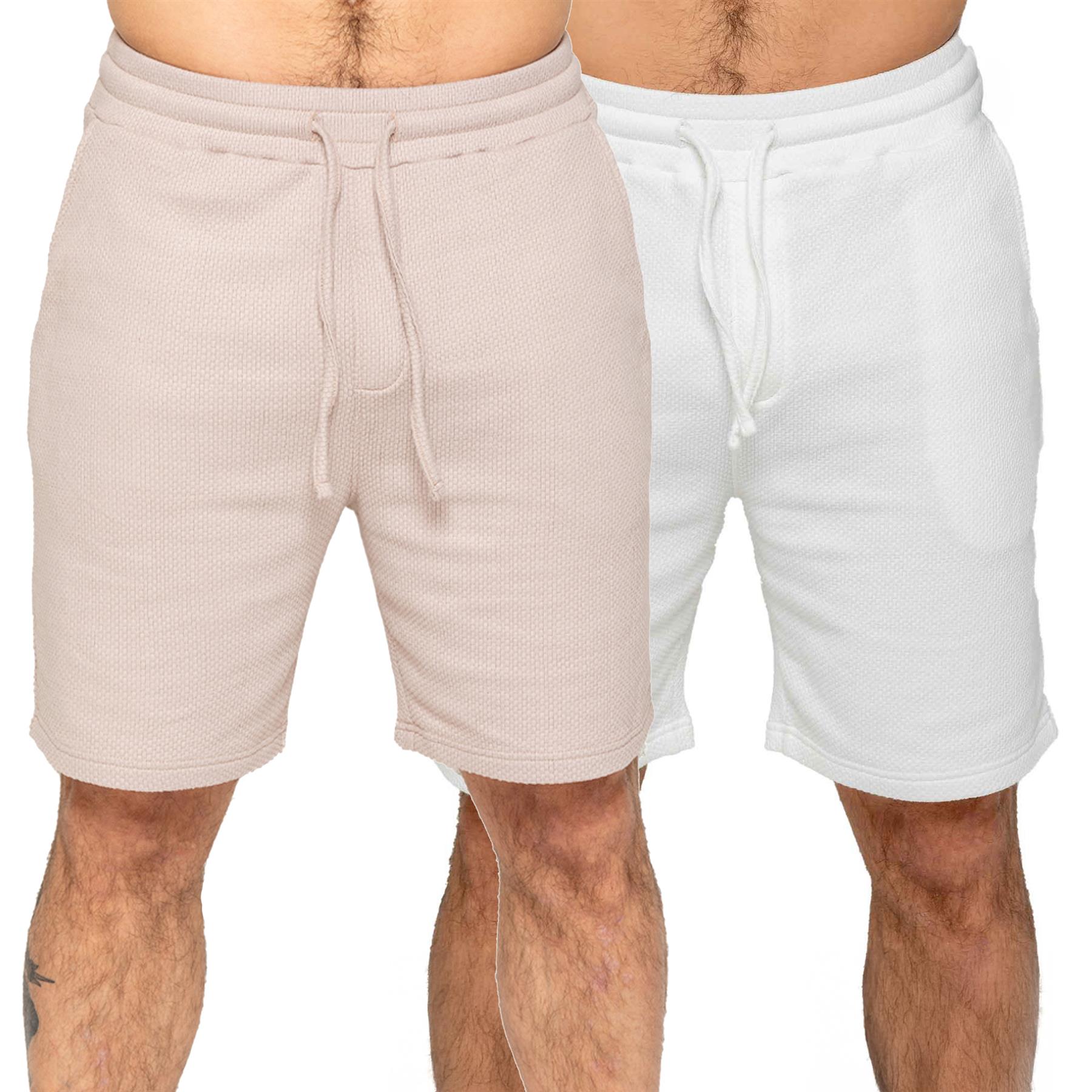 Mens Enzo Shorts Waffle Knit Elasticated Waist Regular Fit Holiday Half Pants - Picture 20 of 20