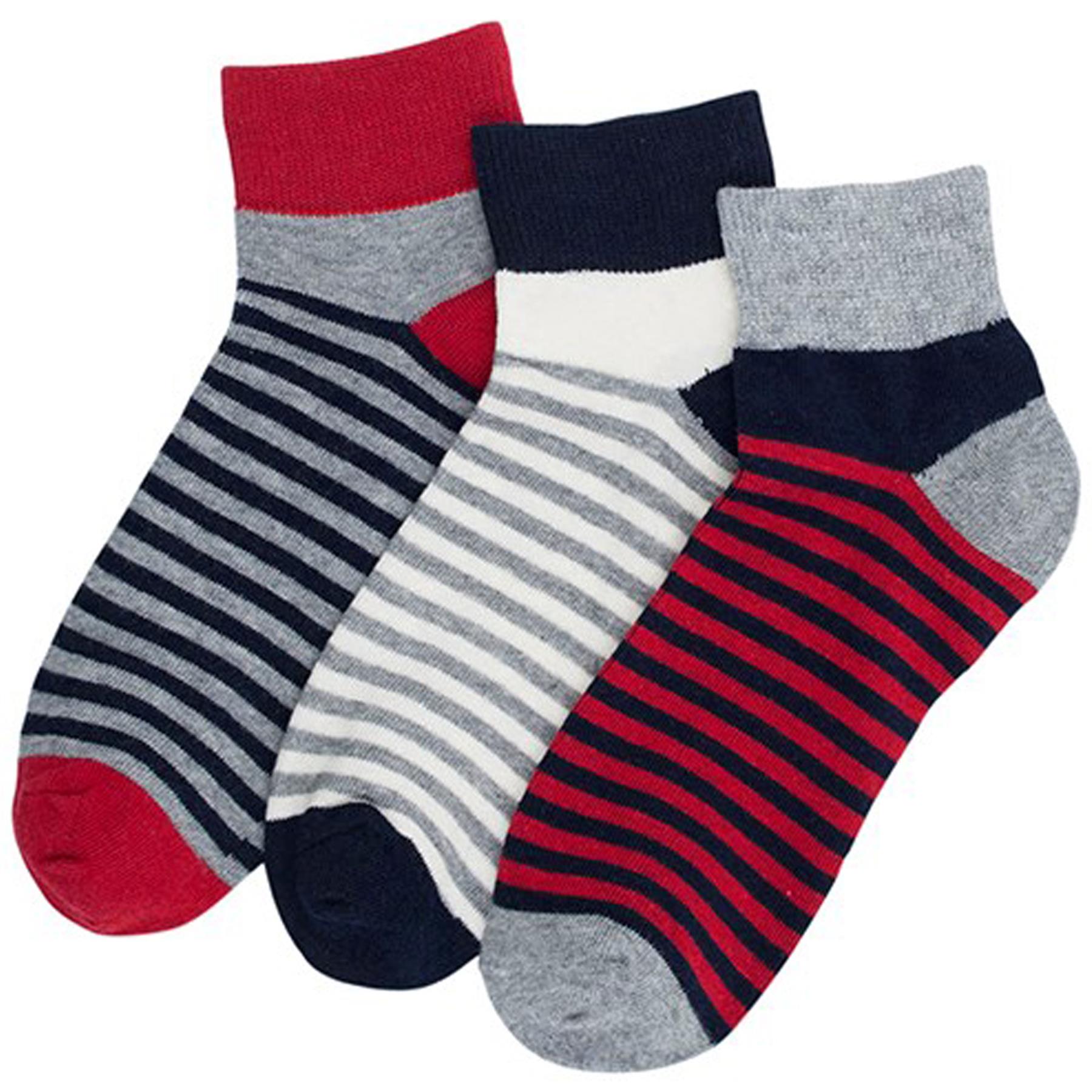 Womens Ankle Socks Ladies Girls Striped Cotton Rich Trainer Sock 3 & 6