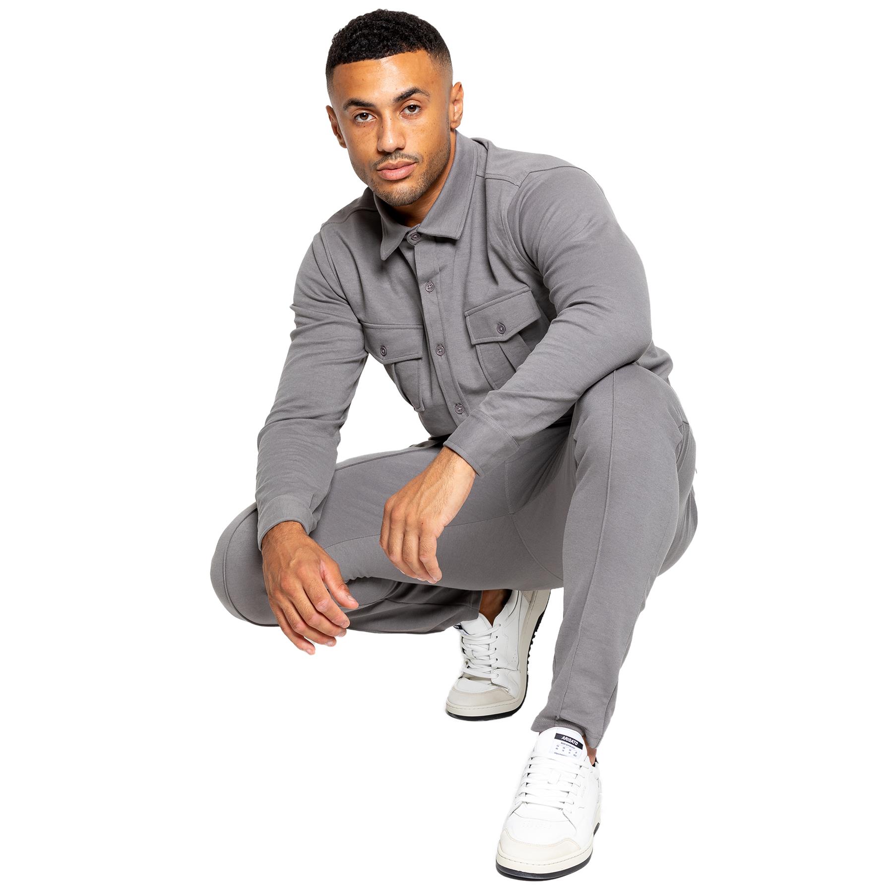 Enzo Mens Tracksuit Casual Overshirt Stretch Joggers Trousers Outfit Set - Picture 20 of 38