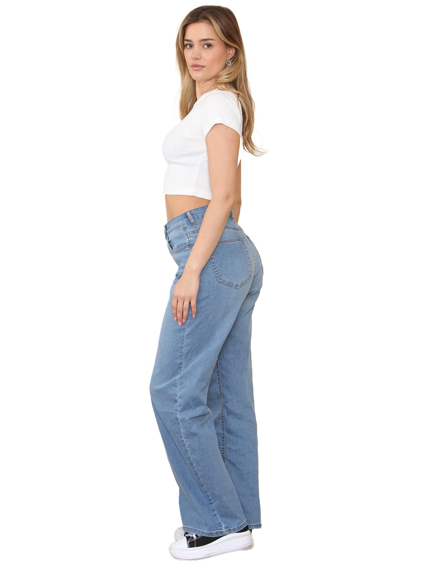 Enzo Womens Straight Leg Cargo Denim Jeans Mid Rise Casual Cotton Pants - Picture 14 of 27