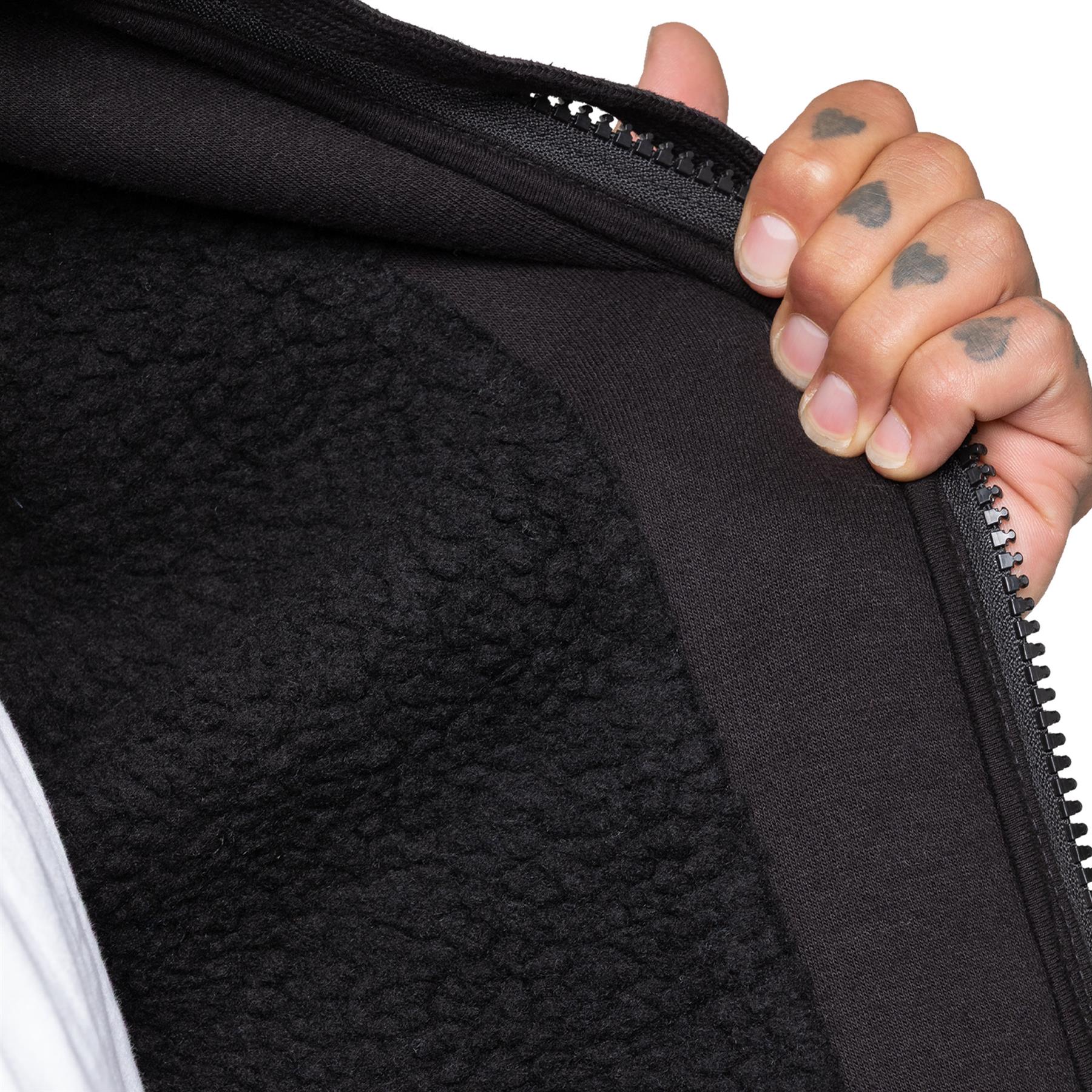 Enzo Mens Sherpa Fleece Hoodie Jacket Plain Borg Lined Hooded Zipper Sweatshirt - Picture 5 of 16