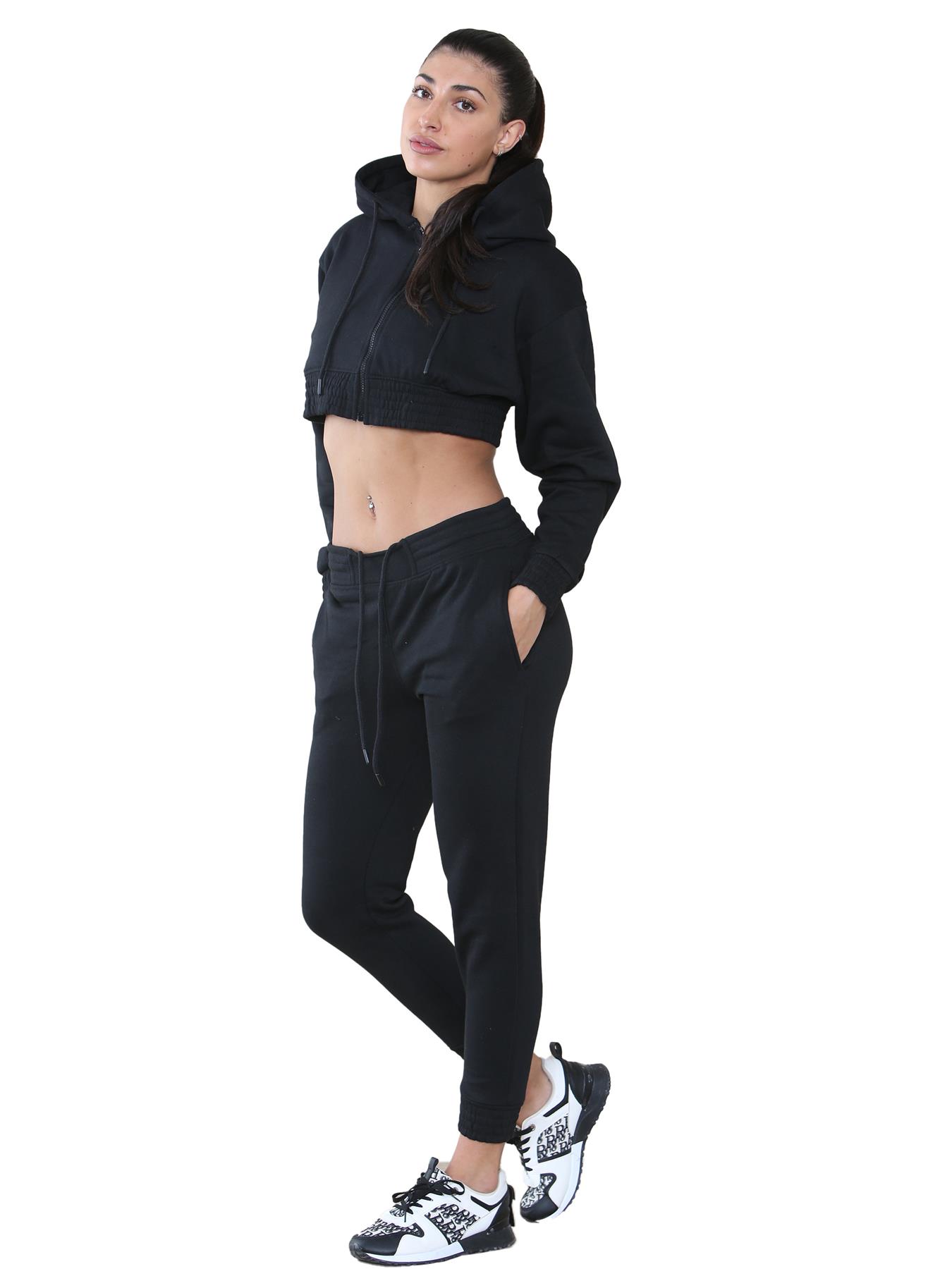 Kruze Womens Tracksuits Sets 2pcs Ladies Crop Zip Hoodie Casual Joggers Suit - Picture 10 of 28