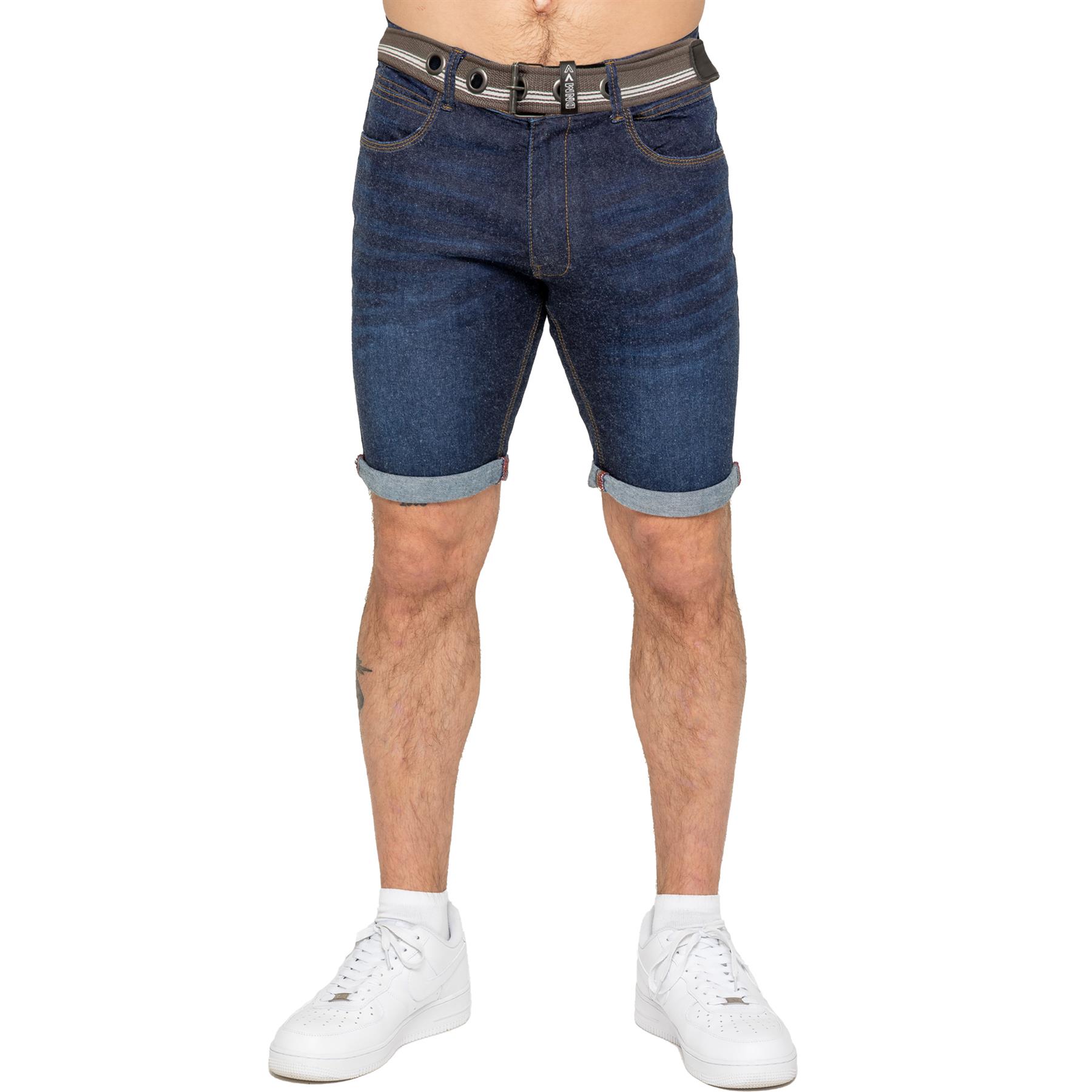 Pantalones Cortos Enzo Para Hombres Calce Ajustado Verano Elastizados Denim Medio Pantalones - Imagen 12 de 20