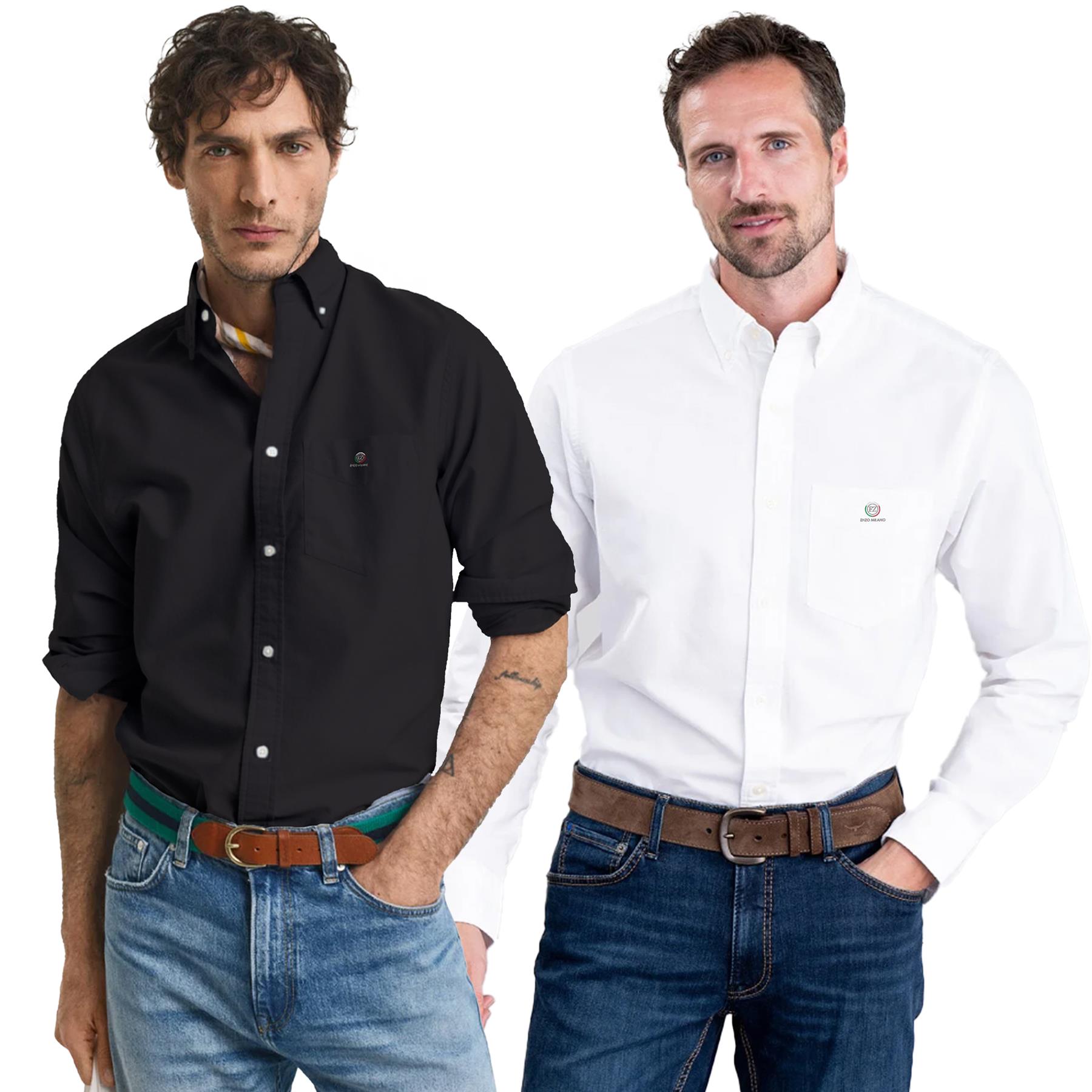 Enzo Mens Long Sleeve Shirt Casual Cotton Regular Fit Embroidered Logo Shirts - Picture 49 of 53