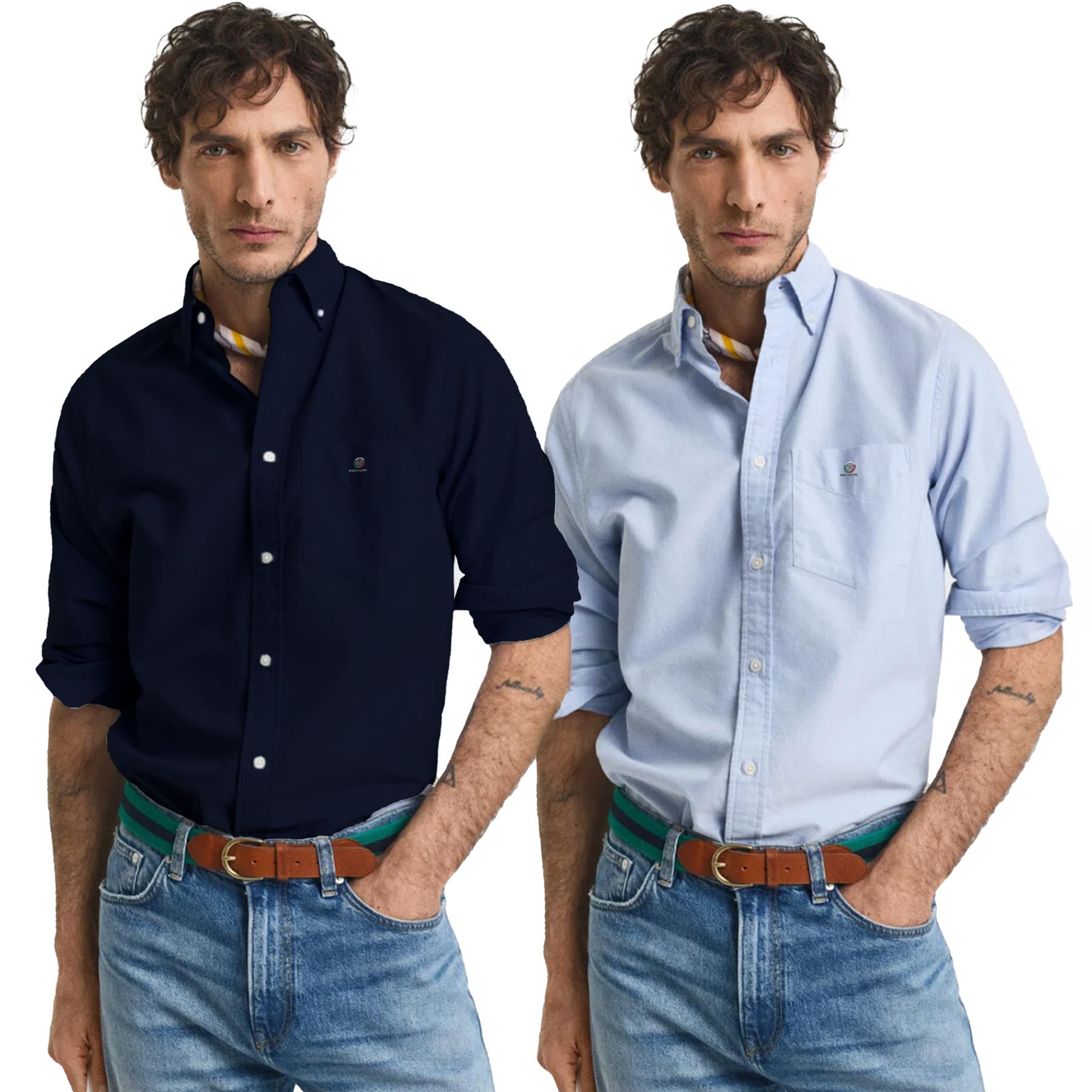 Enzo Mens Long Sleeve Shirt Casual Cotton Regular Fit Embroidered Logo Shirts - Picture 51 of 53