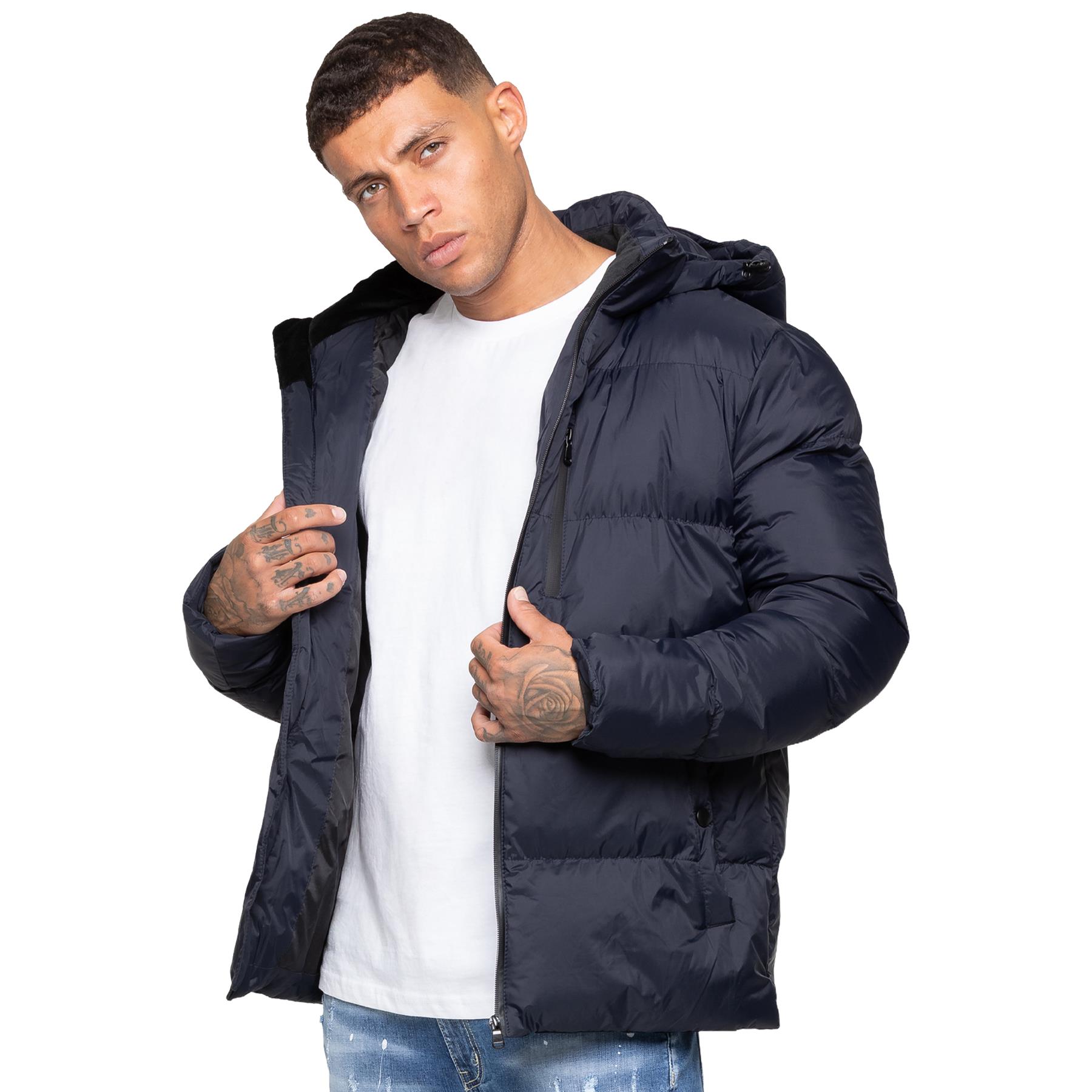 Kruze Hombre Chaqueta Acolchada Impermeable Invierno Suave Cálido Casual Capucha - Picture 22 of 28