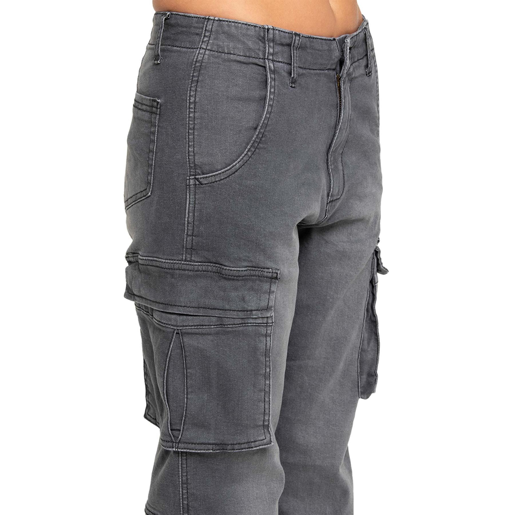 Enzo Womens Straight Leg Cargo Denim Jeans Mid Rise Casual Cotton Pants - Picture 26 of 27