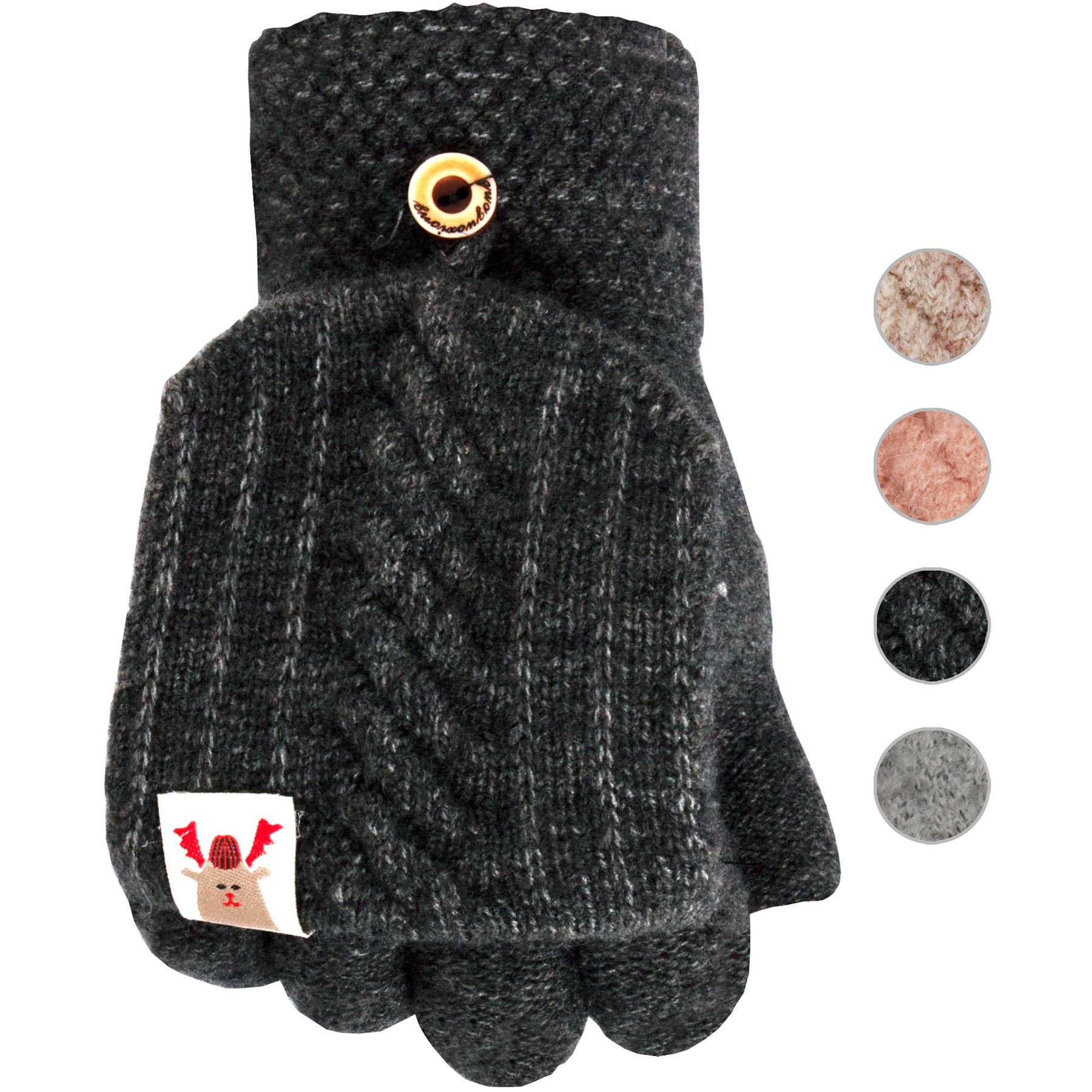 Guantes sin dedos para damas pantalla táctil polar tejido invierno cálido manopla - Imagen 9 de 17