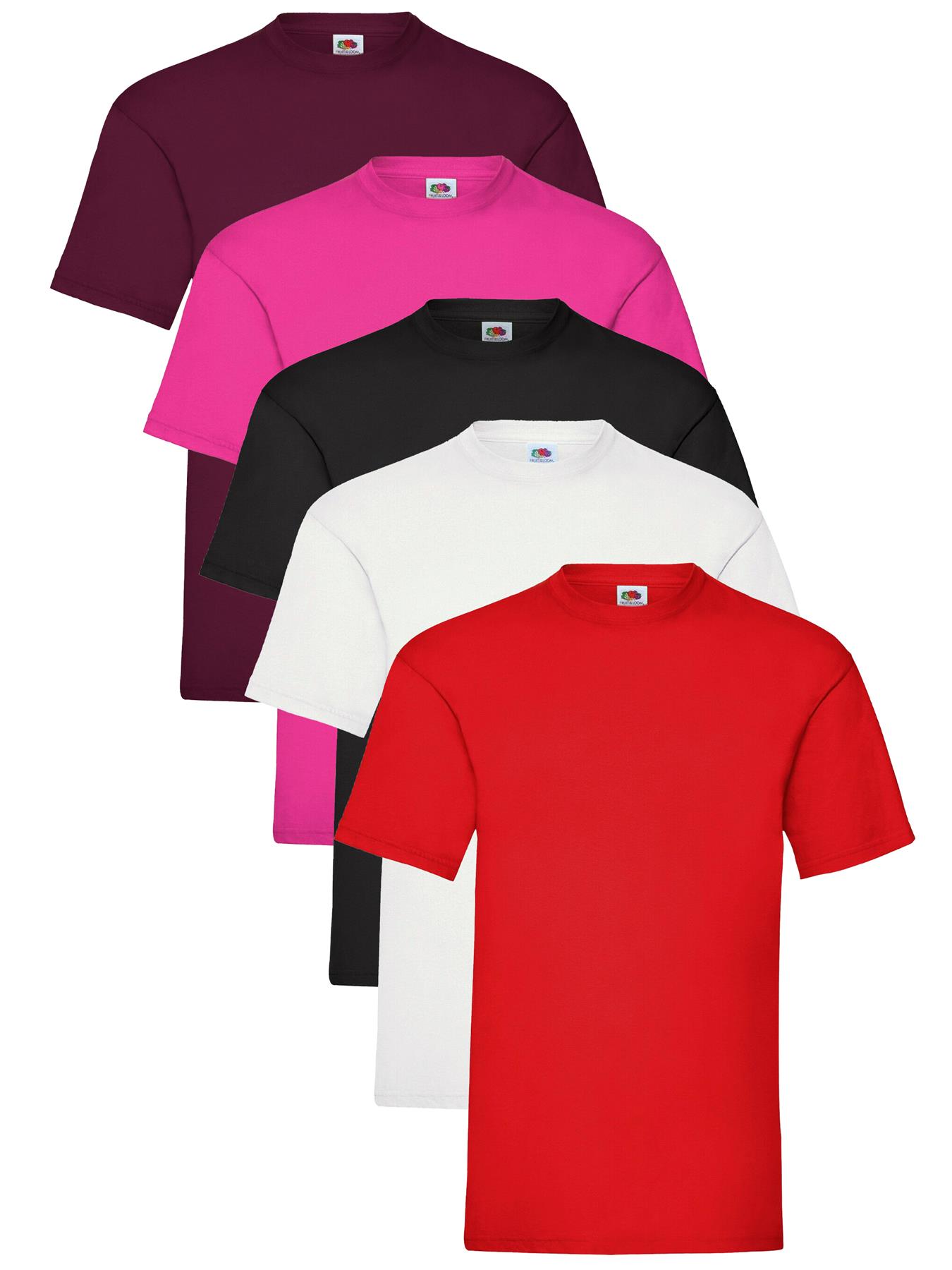 Fruit of the Loom Mens 5 Pack T-Shirts 100% Cotton Plain Solid Tee Shirt - Picture 7 of 36