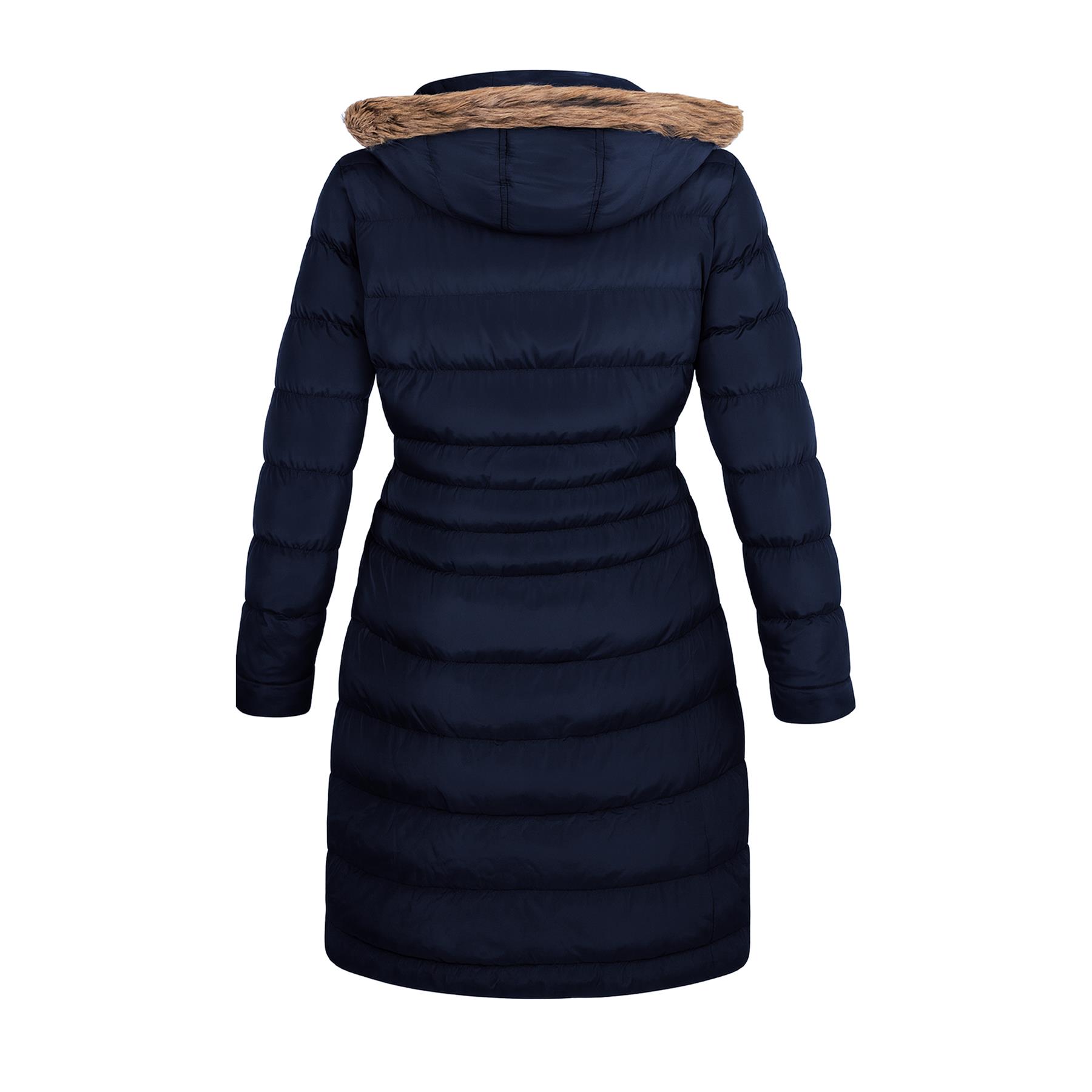 Chaqueta acolchada de invierno cálida de piel sintética con capucha Enzo para mujer - Imagen 10 de 10