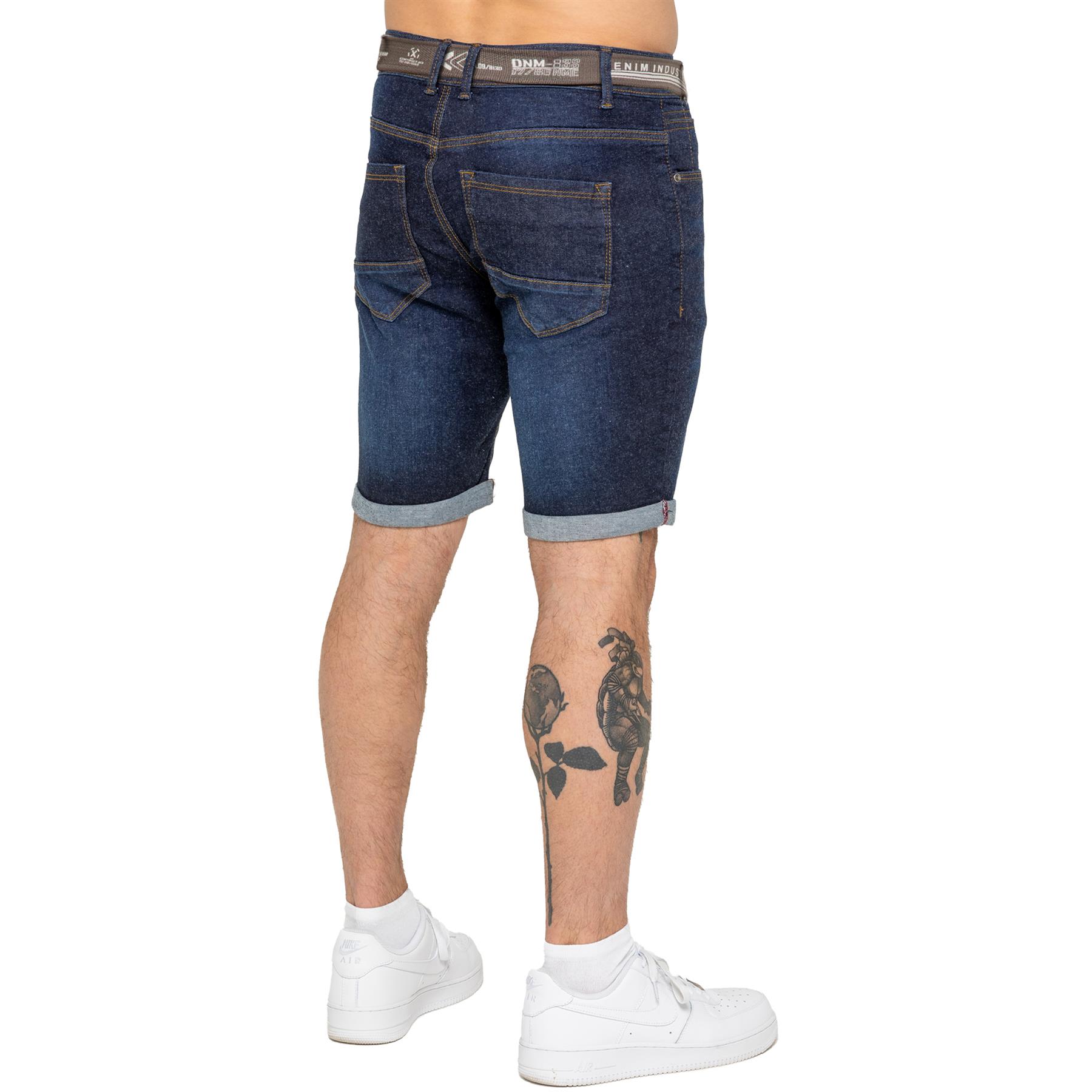 Pantalones Cortos Enzo Para Hombres Calce Ajustado Verano Elastizados Denim Medio Pantalones - Imagen 14 de 20