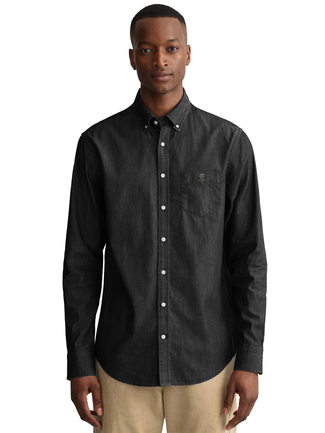 Enzo Mens Long Sleeve Shirt Casual Cotton Regular Fit Embroidered Logo Shirts - Picture 23 of 53