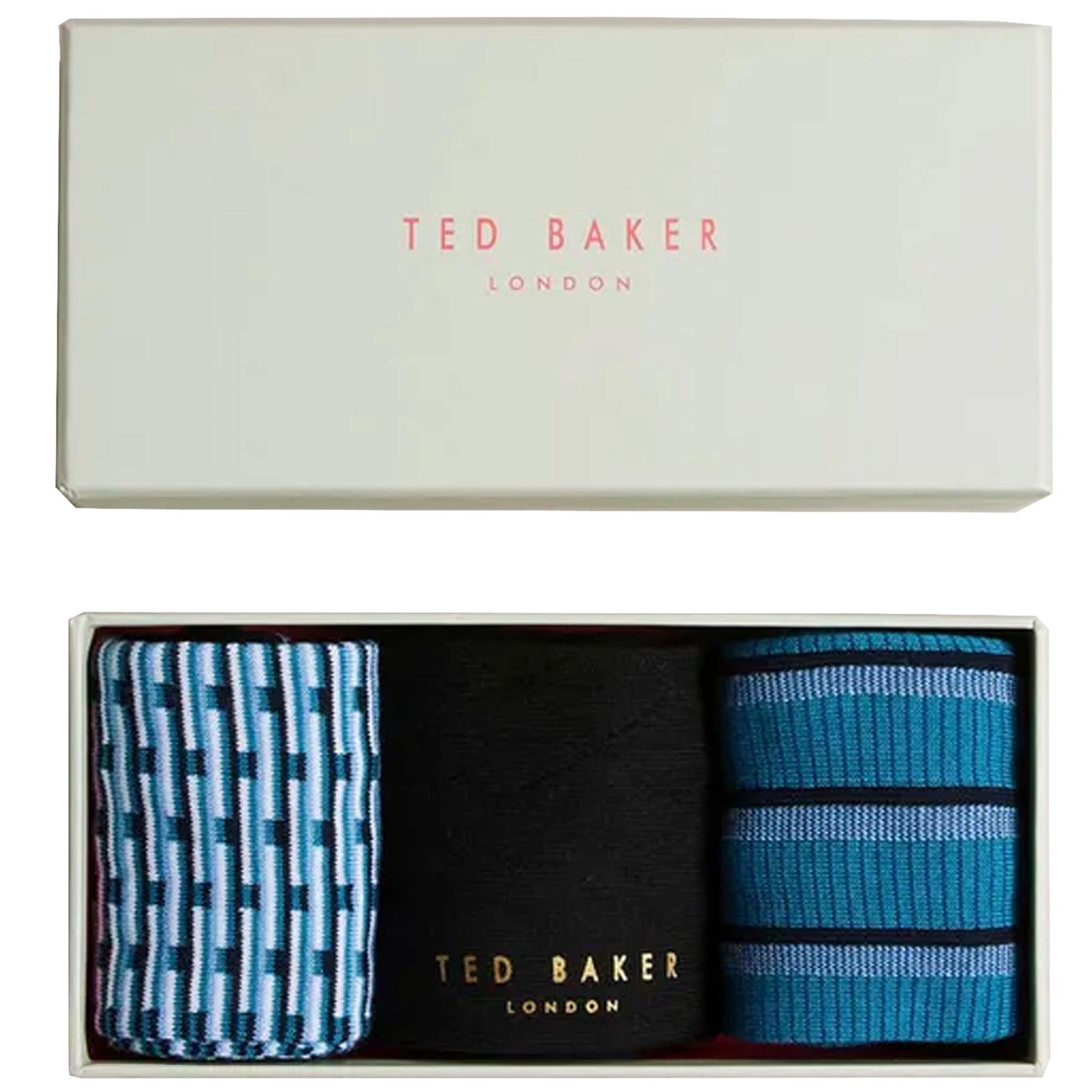 Ted Baker Mens Socks 3 Pairs Casual Cotton Rich Designer Gift Box Sock - Picture 23 of 34