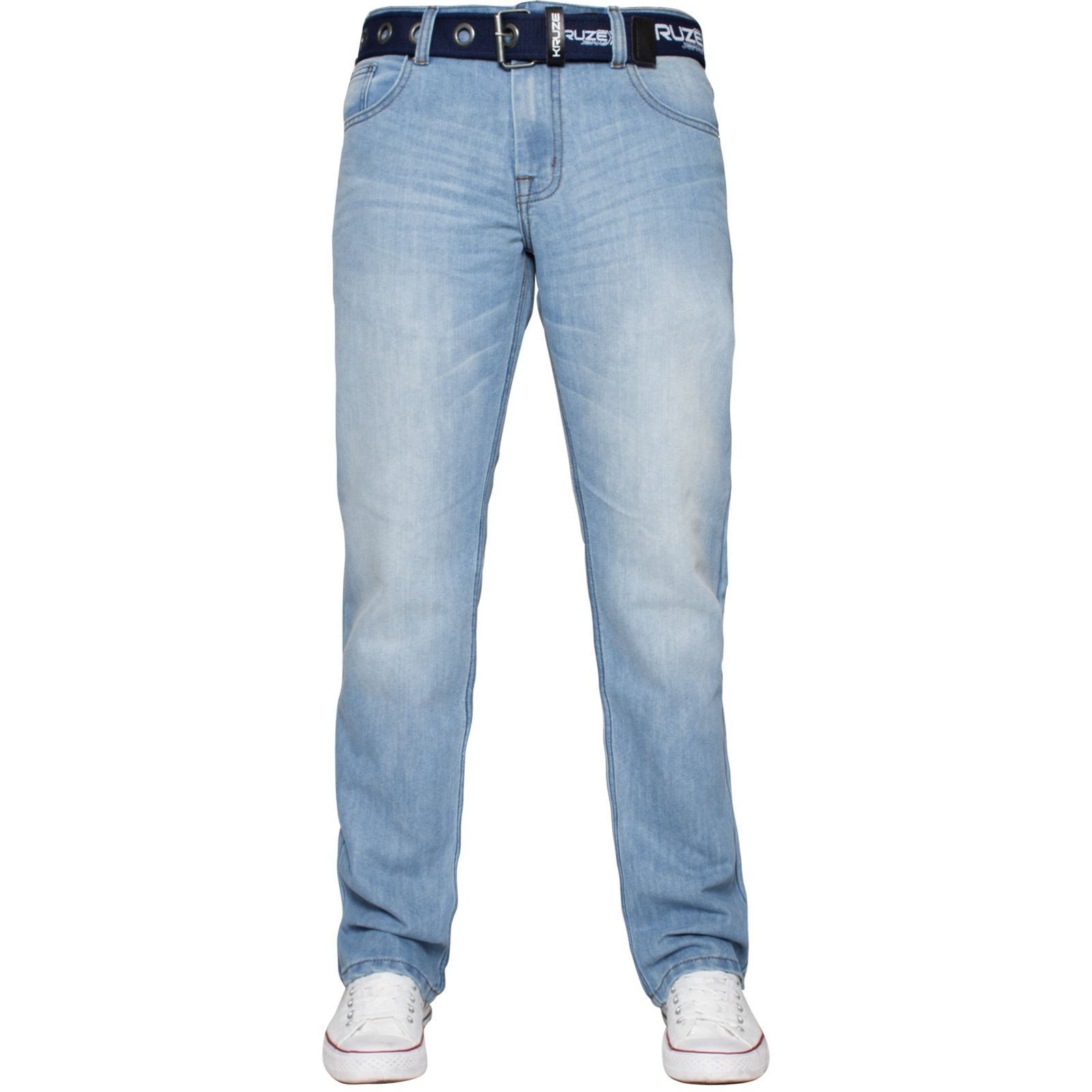 New Kruze Mens Jeans Straight Leg Denim Pants All Waist Legs Big Tall