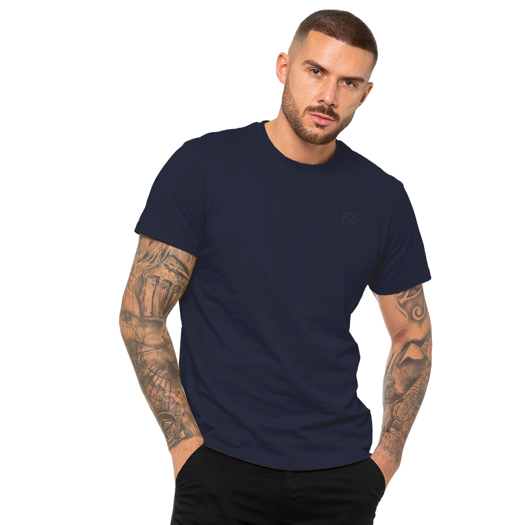 Enzo Mens T Shirt Short Sleeve Top Plain Cotton Crew Neck Casual Shirt - Picture 46 of 71
