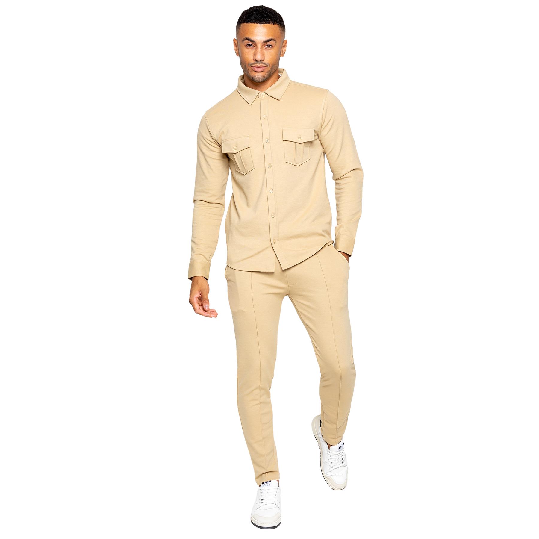 Enzo Mens Tracksuit Casual Overshirt Stretch Joggers Trousers Outfit Set - Picture 32 of 38