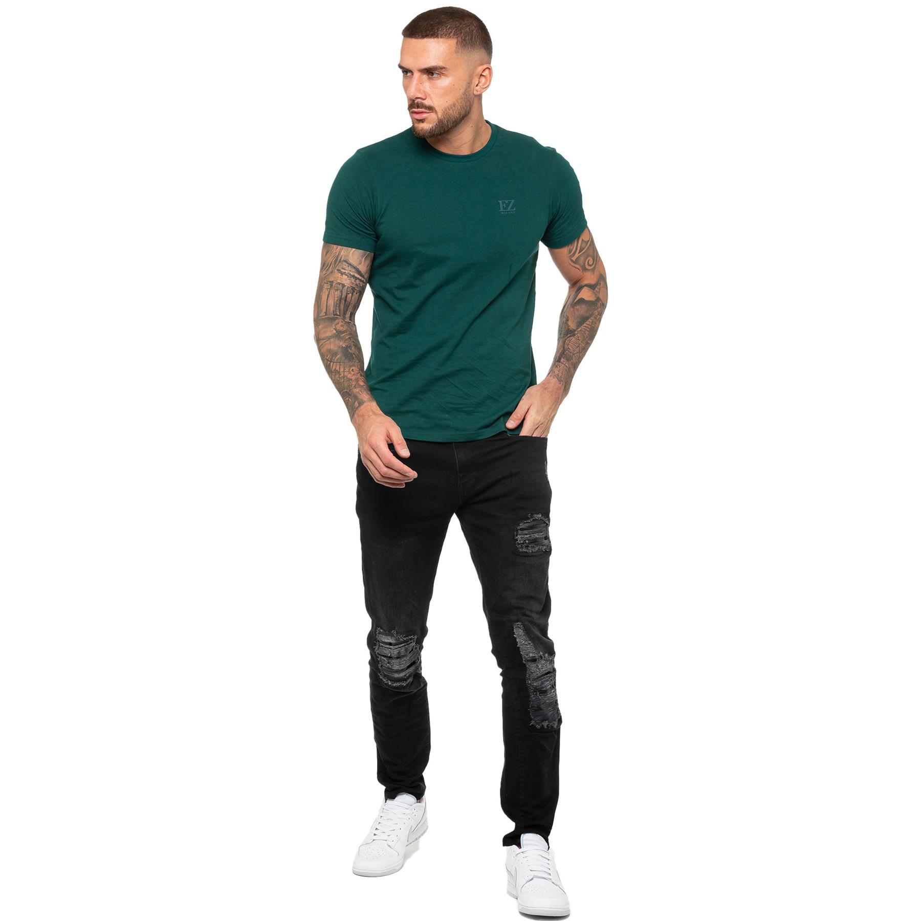 Enzo Mens T Shirt Short Sleeve Top Plain Cotton Crew Neck Casual Shirt - Picture 36 of 71