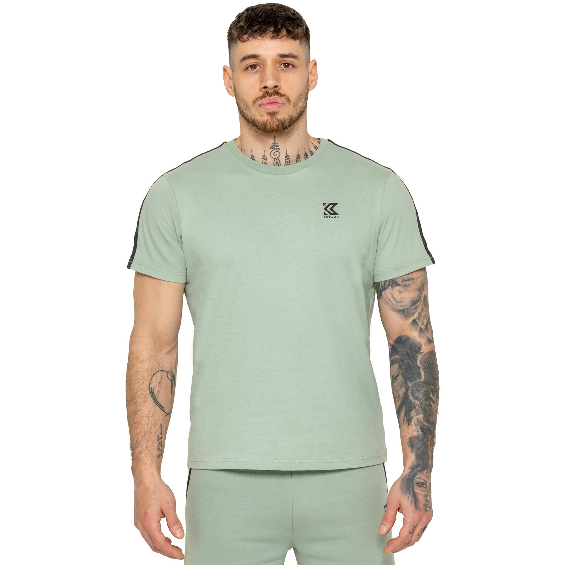 Kruze Short Sleeve T Shirt Mens Casual Cotton Tape Crew Neck Regular Fit Top - Picture 5 of 19