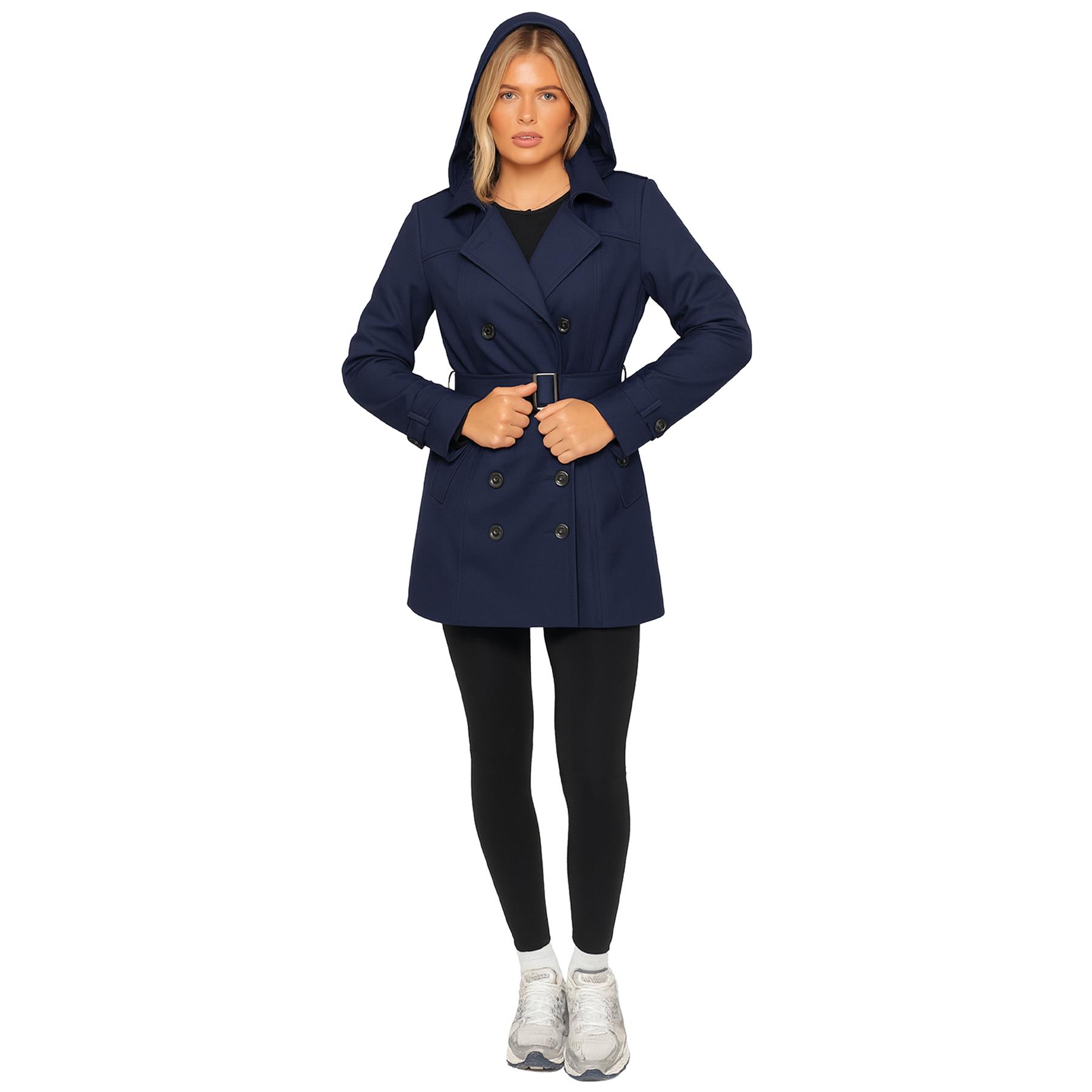 Enzo Damen Trenchcoat Damen Wasserdicht Lange Warme Jacke Mit Knöpfen - Picture 16 of 22