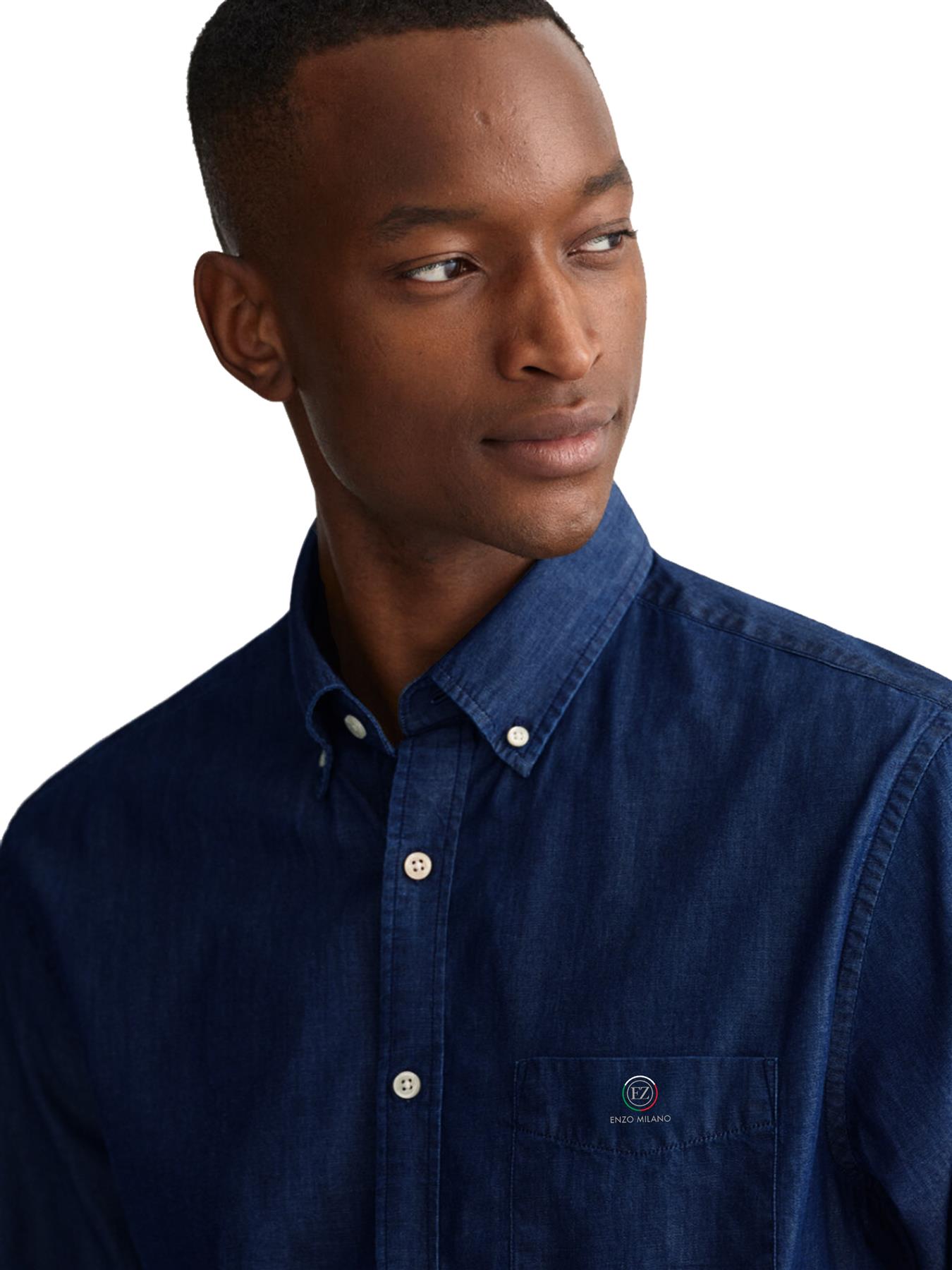 Enzo Mens Long Sleeve Shirt Casual Cotton Regular Fit Embroidered Logo Shirts - Picture 32 of 53