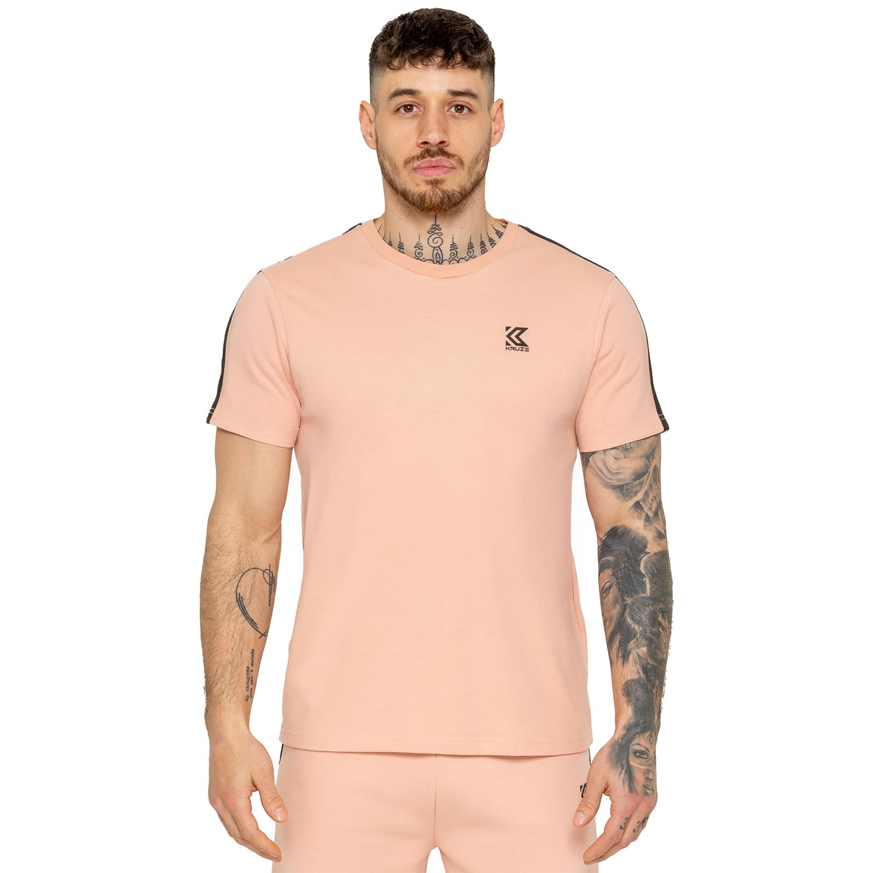Kruze Short Sleeve T Shirt Mens Casual Cotton Tape Crew Neck Regular Fit Top - Picture 10 of 19