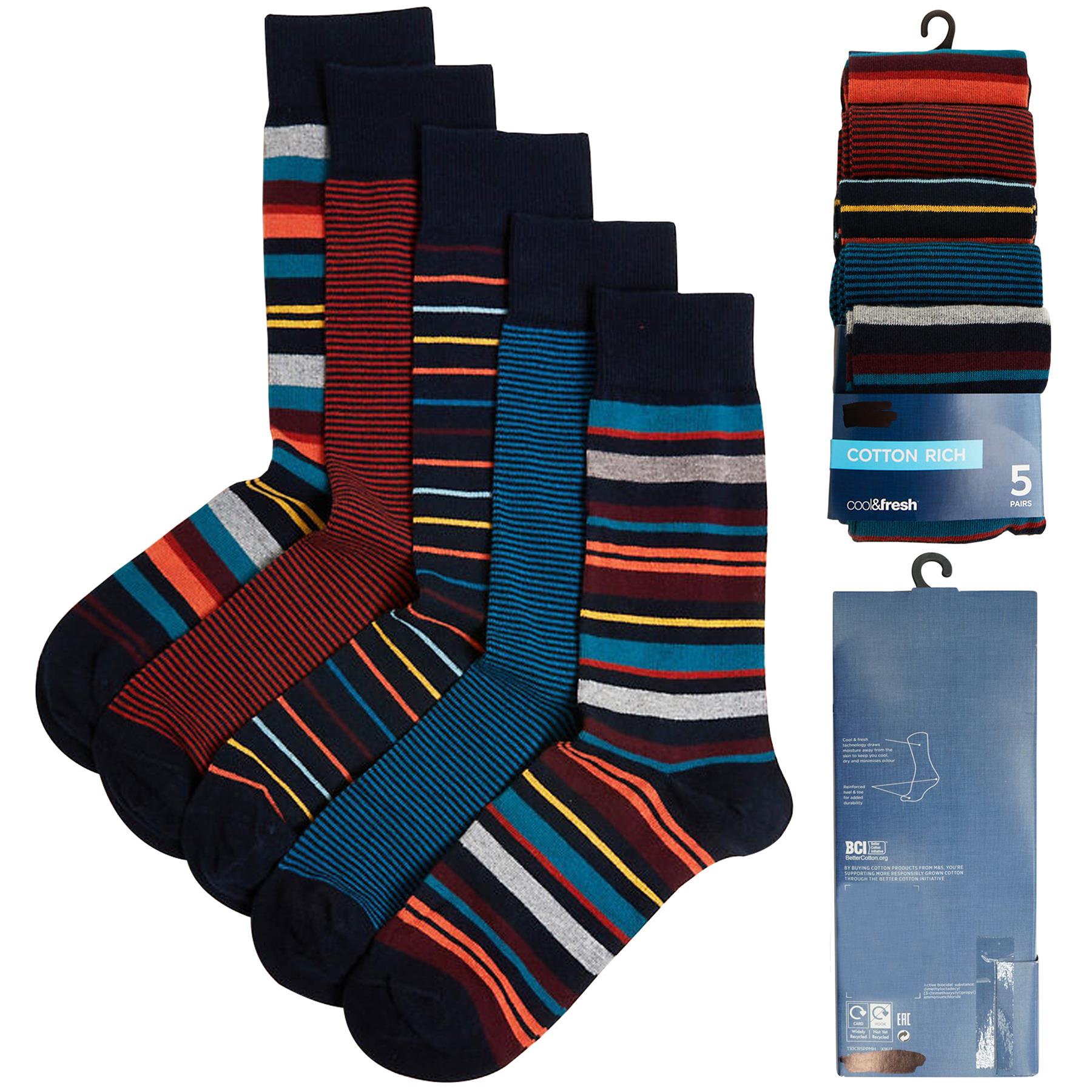 M&S Mens Socks Casual Activewear Office Cotton Rich Calf Socks Size 5