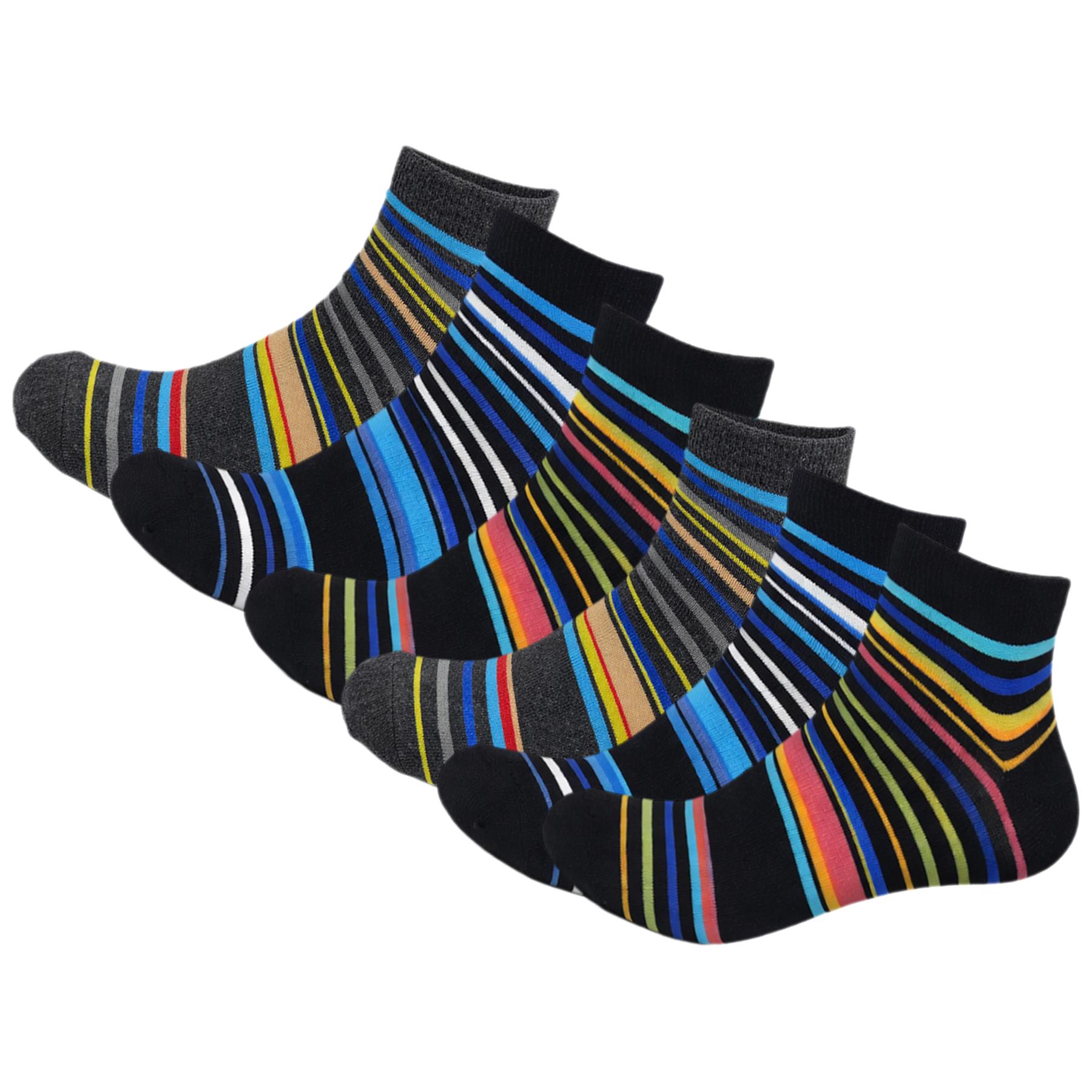 6 Paia Calze Uomo Invisibili Taglio Basso - Cotone - Multicolore - Taglia 6-11