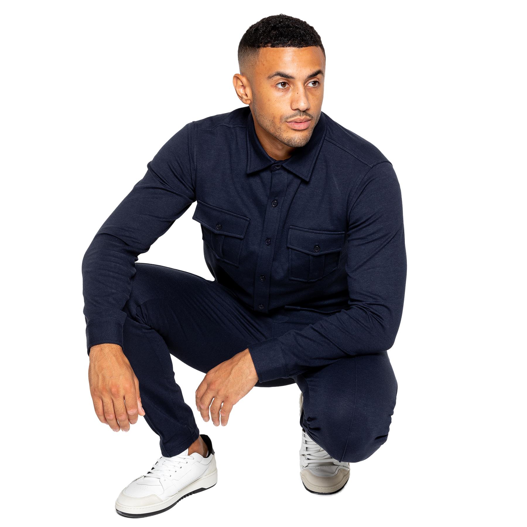 Enzo Mens Tracksuit Casual Overshirt Stretch Joggers Trousers Outfit Set - Picture 30 of 38