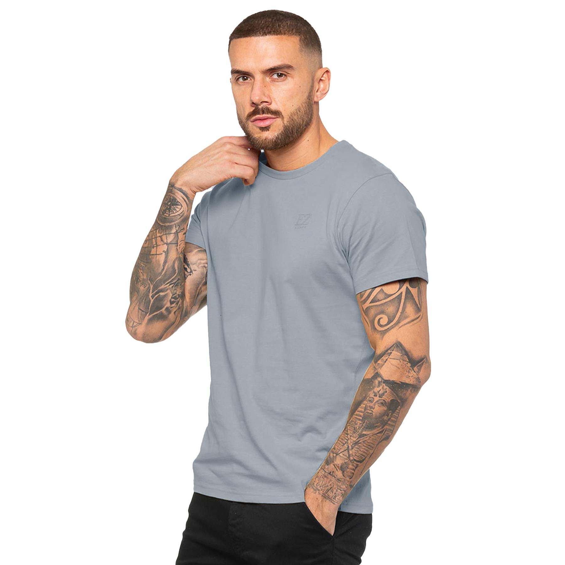 Enzo Mens T Shirt Short Sleeve Top Plain Cotton Crew Neck Casual Shirt - Picture 29 of 71