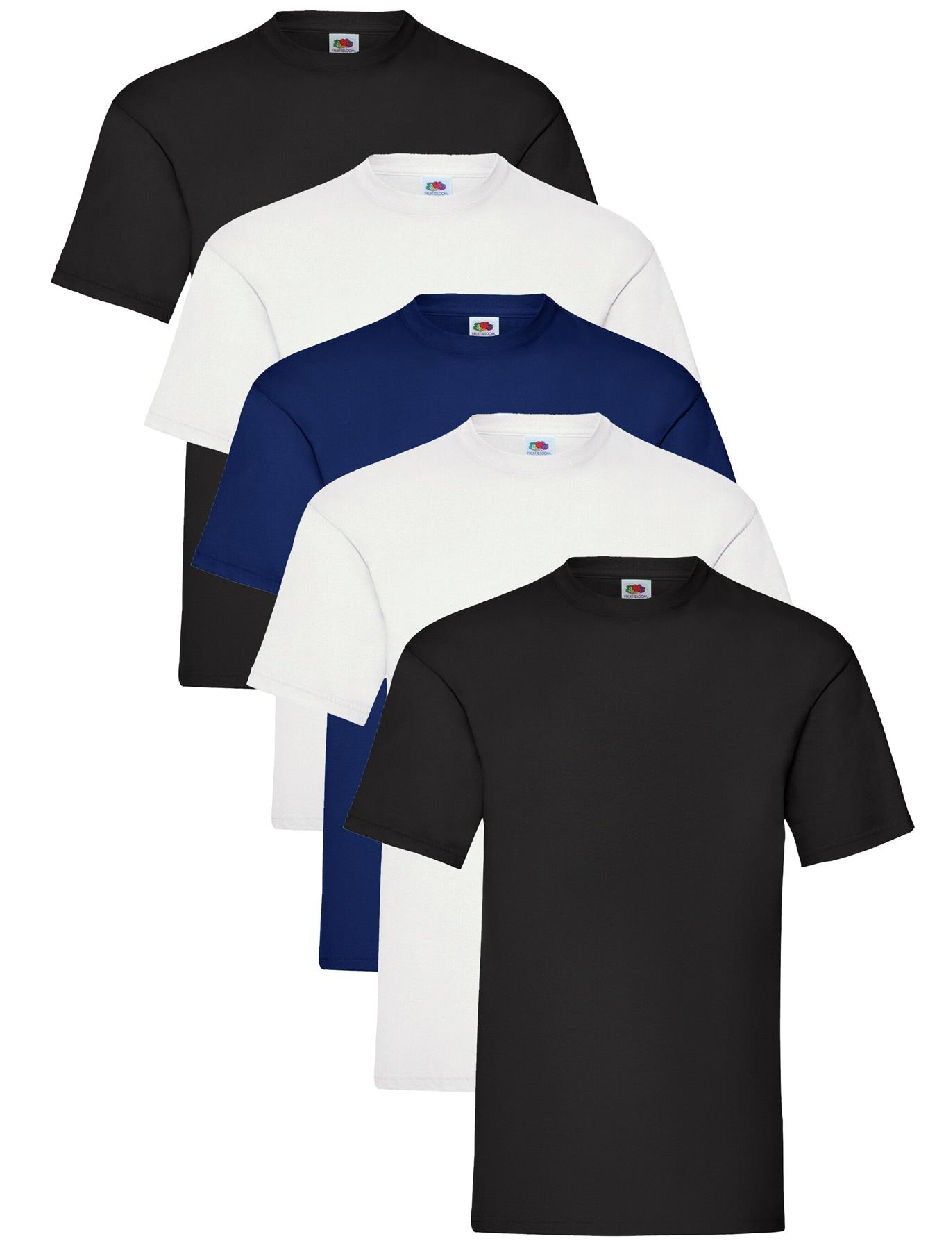 Fruit of the Loom Mens 5 Pack T-Shirts 100% Cotton Plain Solid Tee Shirt - Picture 3 of 36