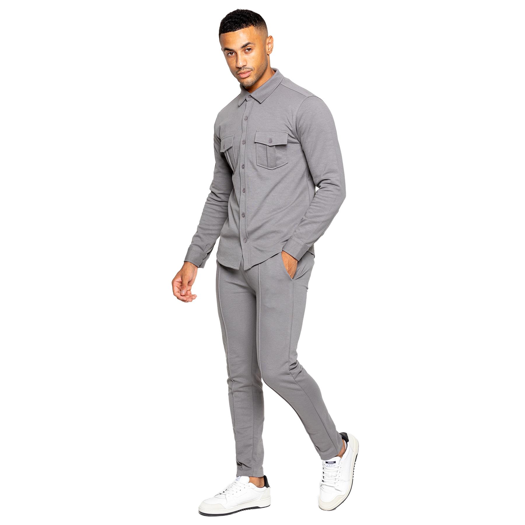 Enzo Mens Tracksuit Casual Overshirt Stretch Joggers Trousers Outfit Set - Picture 13 of 38