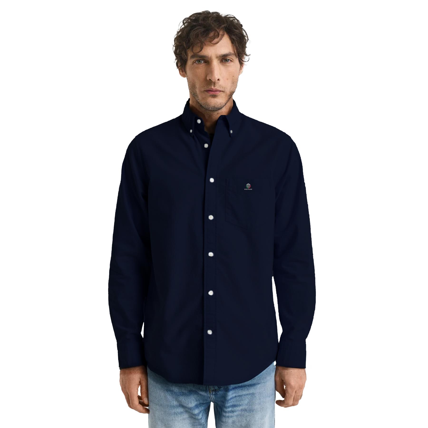 Enzo Mens Shirts Long Sleeve Cotton Casual Formal Work Plain Button-Up Top