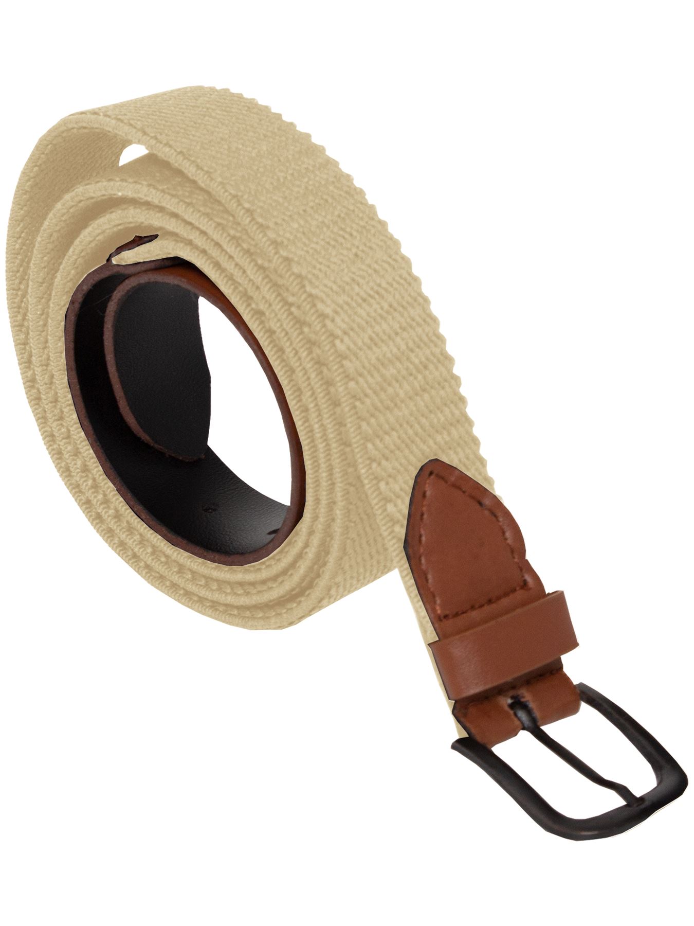Mens Ladies Elasticated bing Belts PU Leather Trim Stretch Canvas